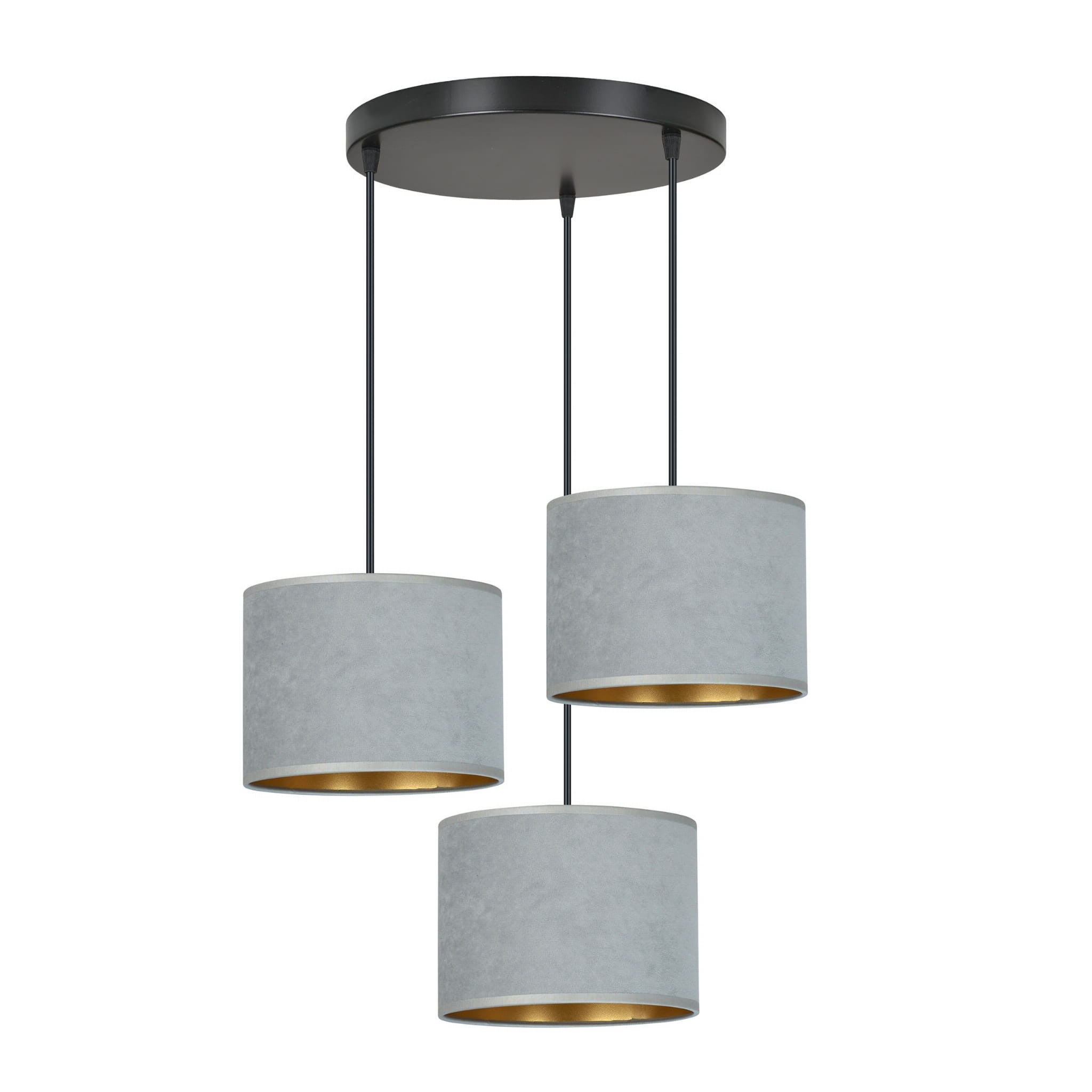 Lampa wisząca Hilde czarno-szara-złota 3xE27x15W wym: 100 x 42 x 42 cm tkanina Emibig