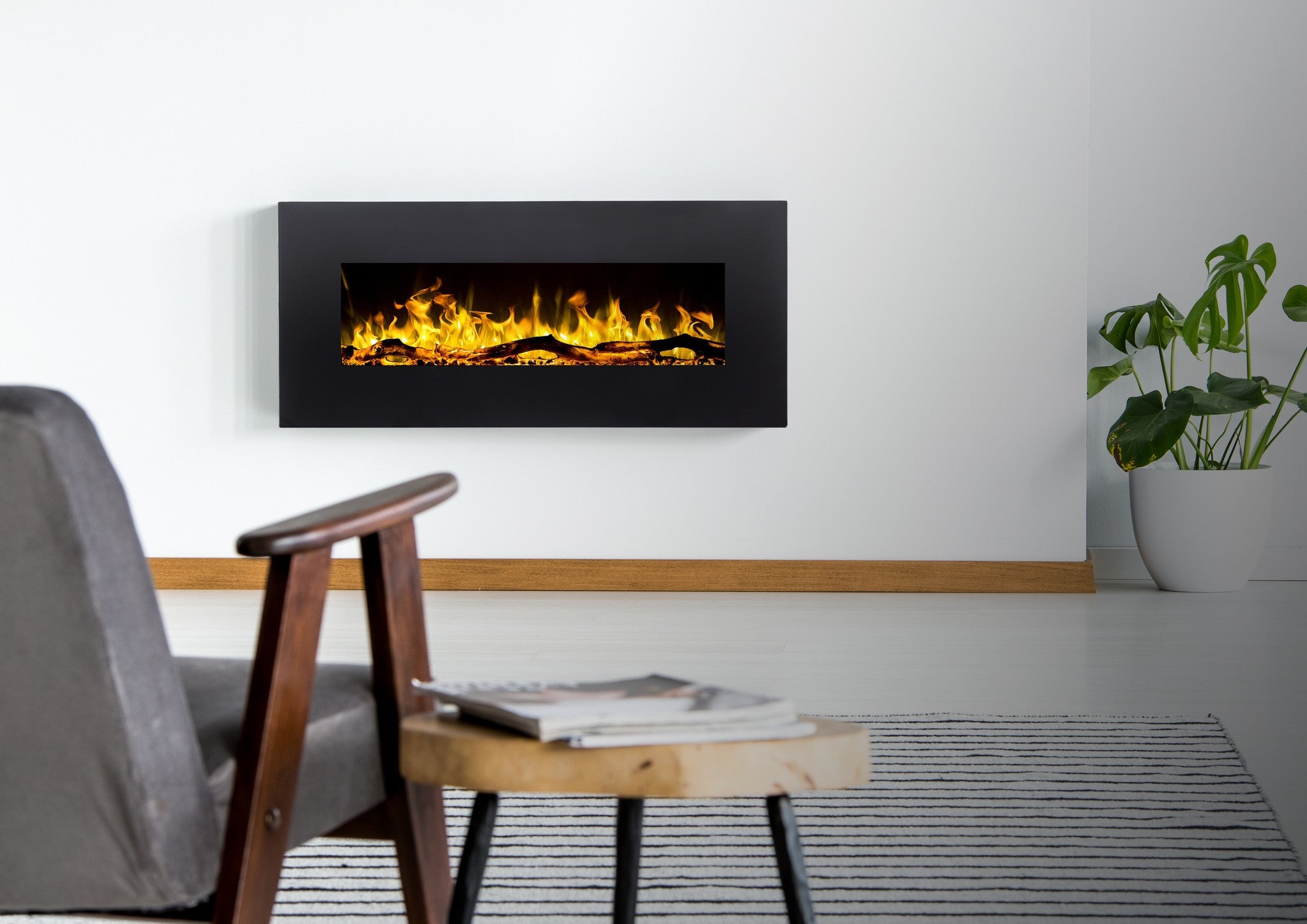 Cheminée électrique AFLAMO Albion 42 - feu premium - murale - 110x49x14 cm - cheminée LED décorative avec chauffage 750/1500 W - 5