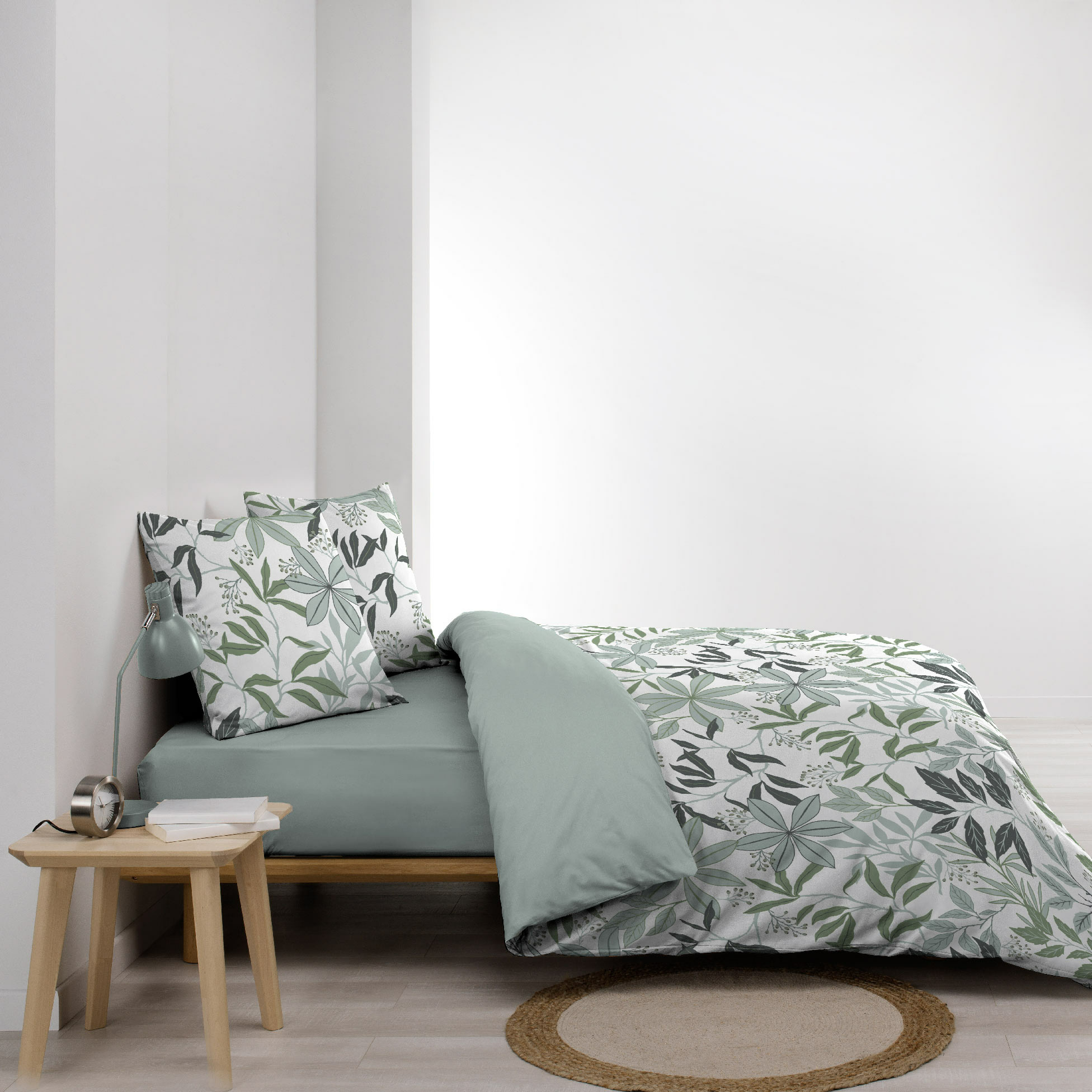 Pack Parure de couette VOLTINE 240 x 220 cm – Coton 42 fils – + Drap Housse 140x190 cm Blanc - 4