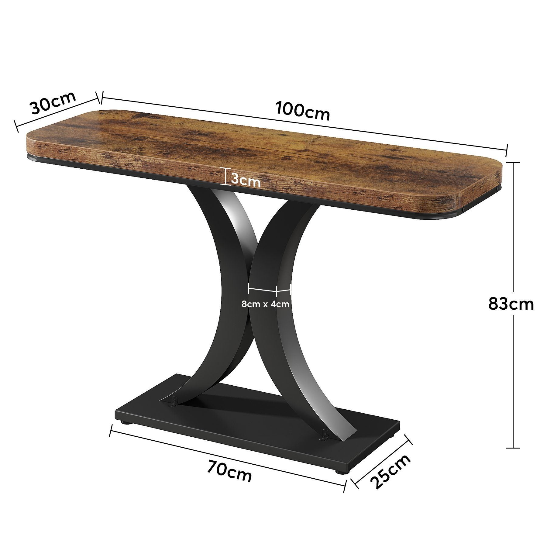 Tribesigns Table Console Industrielle,100*30*80cm,Table de Hall d'entrée, Table d'appoint de Couloir Rustique pour Salon, entrée - 3