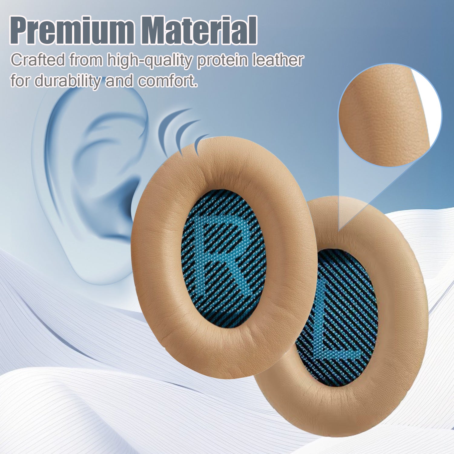 Coussinet de remplacement pour casque Bose QC15 QC25 QC35 AE 2 Beige - 5