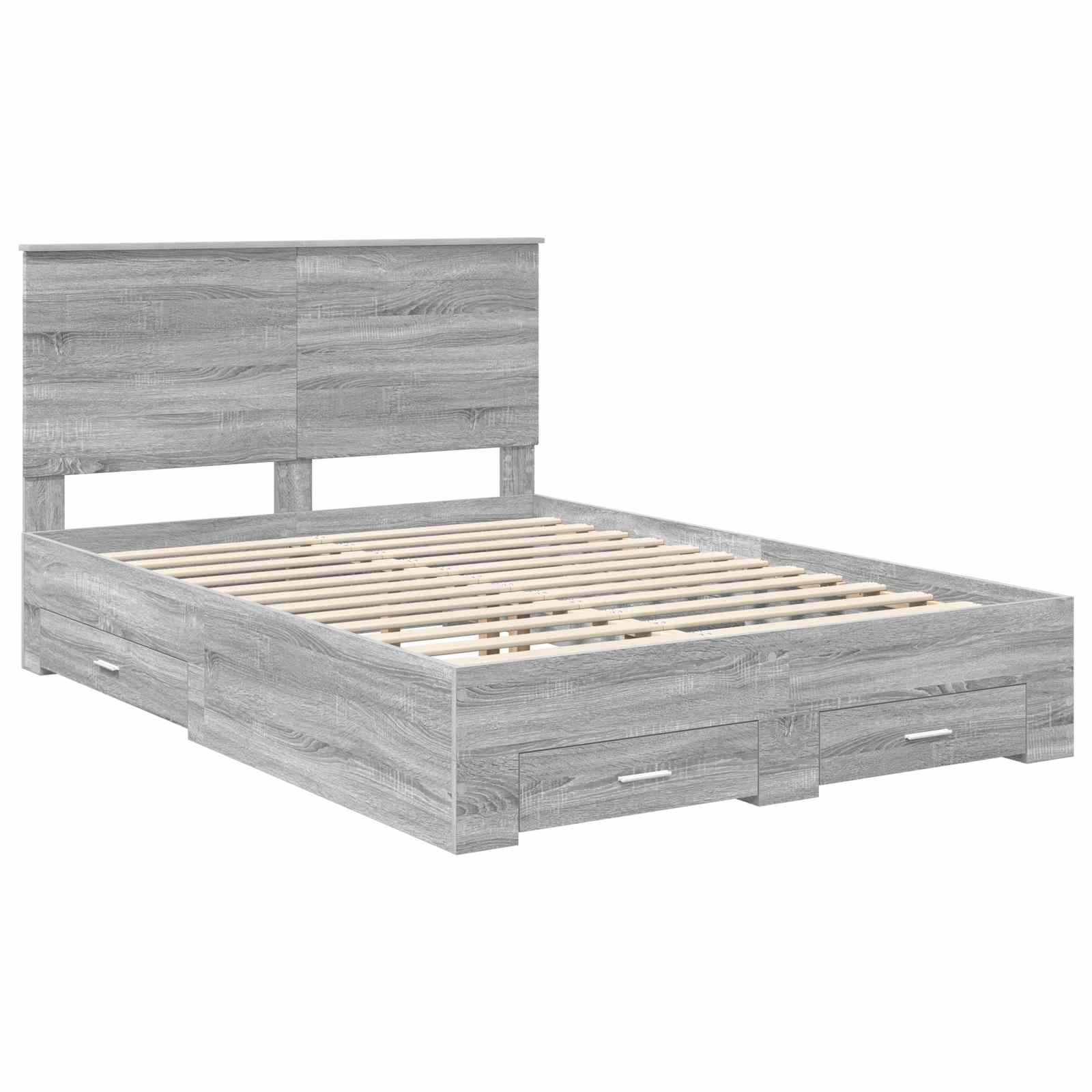 Cadre de lit Gris 140 x 190 cm Bois d'ingénierie - 4