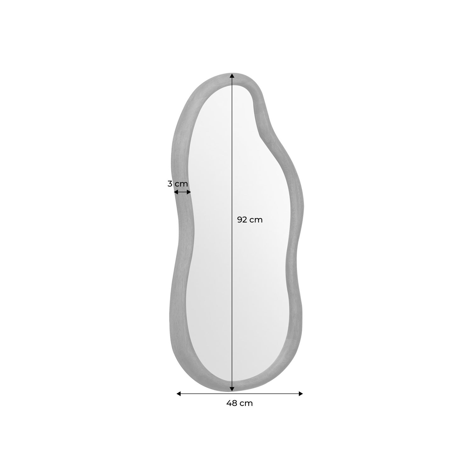 Miroir organique AUSTIN en bois d'hévéa. couleur noyer. 90 cm AUSTIN - 5