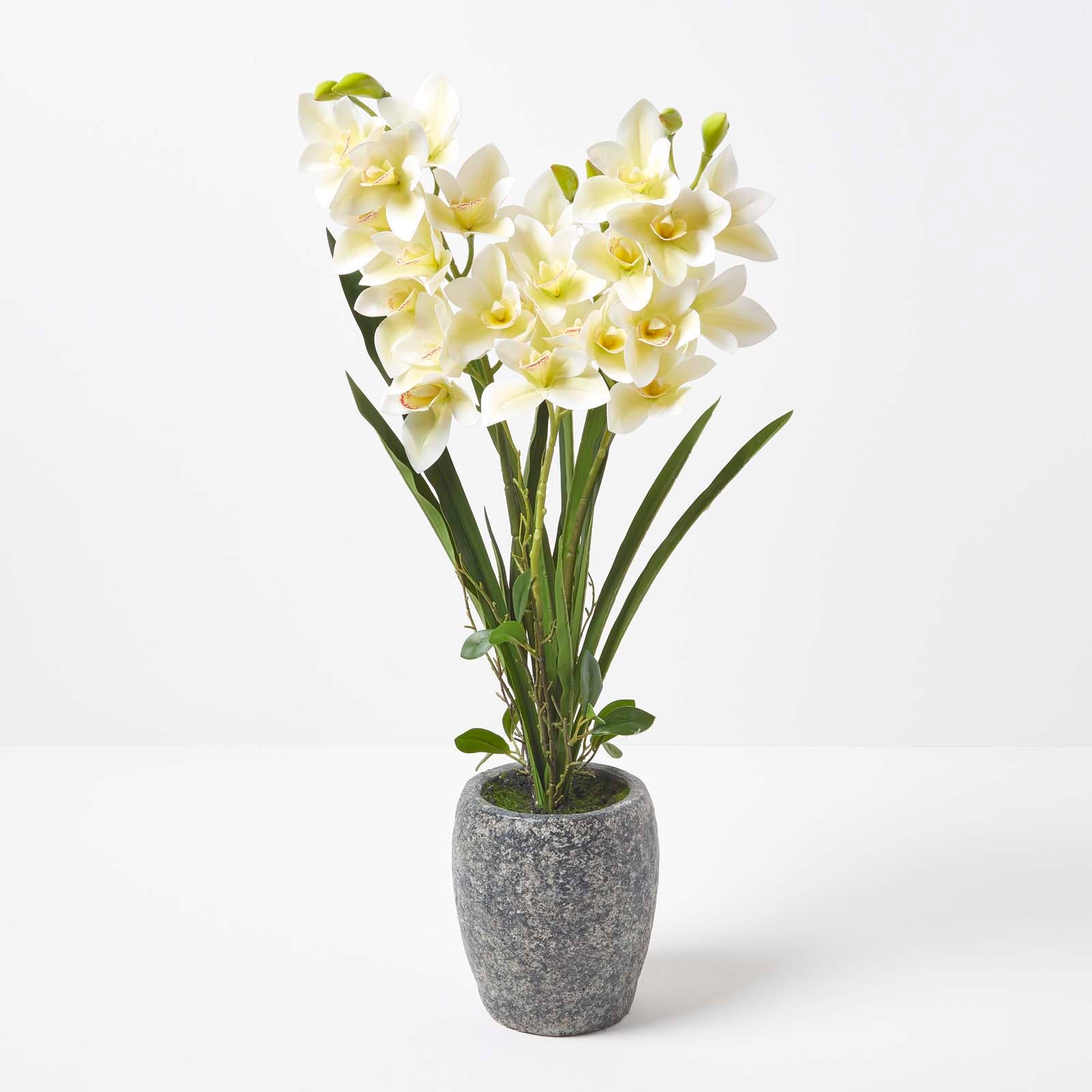 Homescapes Grande Orchidée artificielle jaune en pot foncé en ciment 82 cm - 3