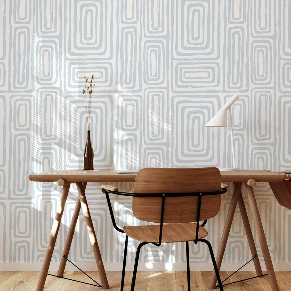 Papel vinilo pared adhesivo lineas azul lavable y removible - 1 rollo 50x300 cm - decochic