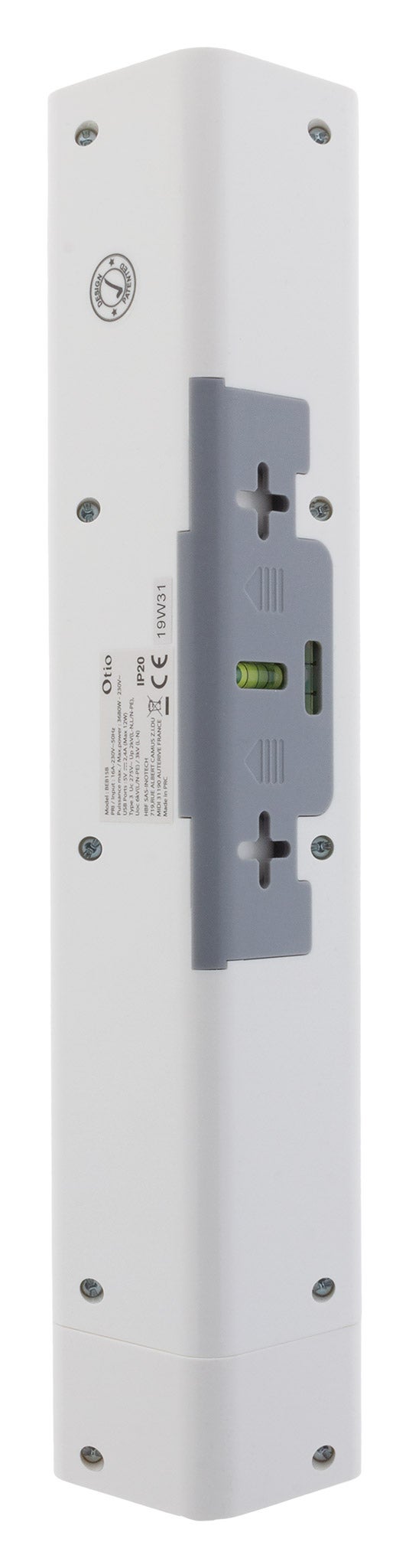 Multiprise d'angle 3P 16A + 1P 16A latérale + 2 USB parafoudre à câbler - Blanc - Otio - 5