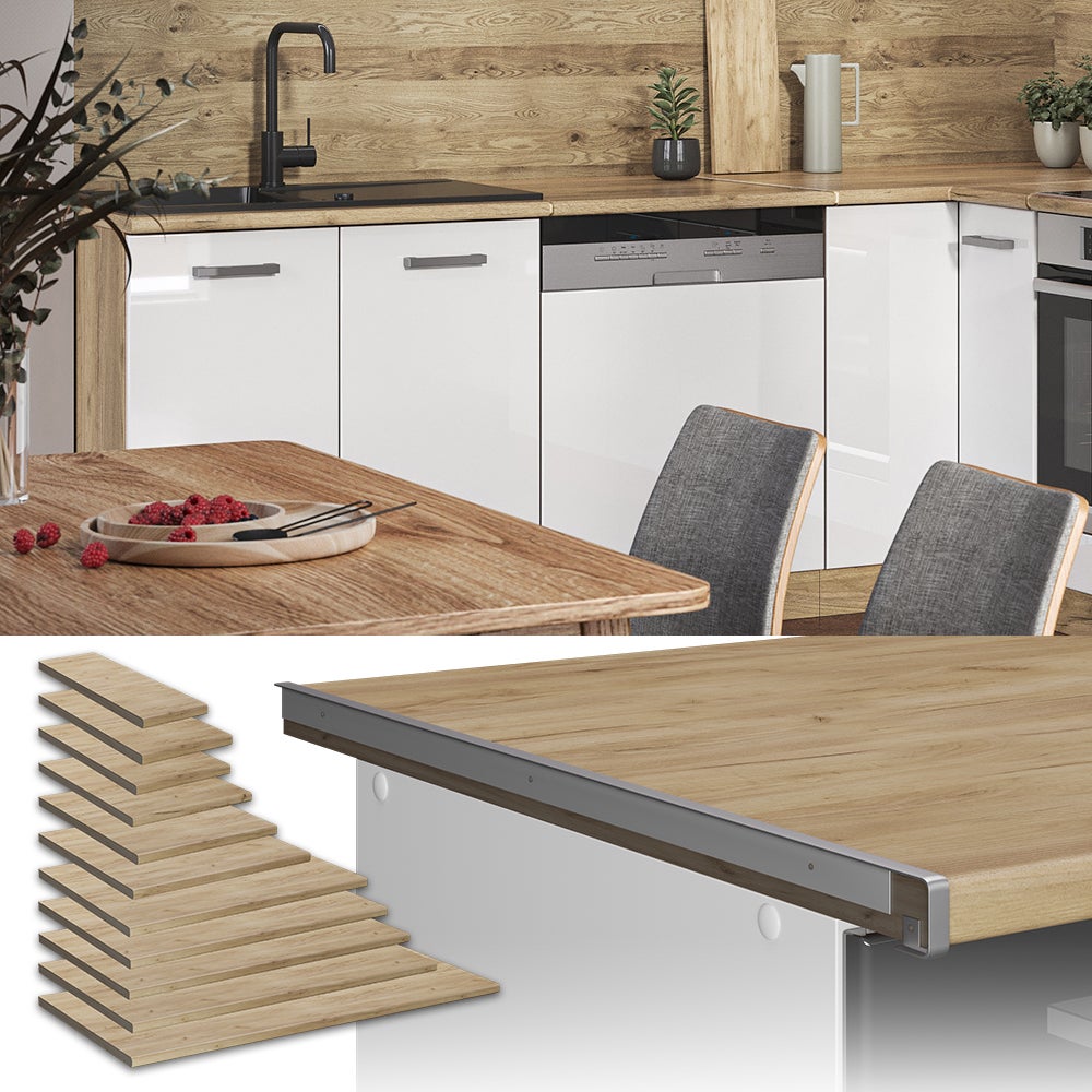 Vicco Plan de travail cuisine R-Line, Chêne de force doré, 120cm - 2