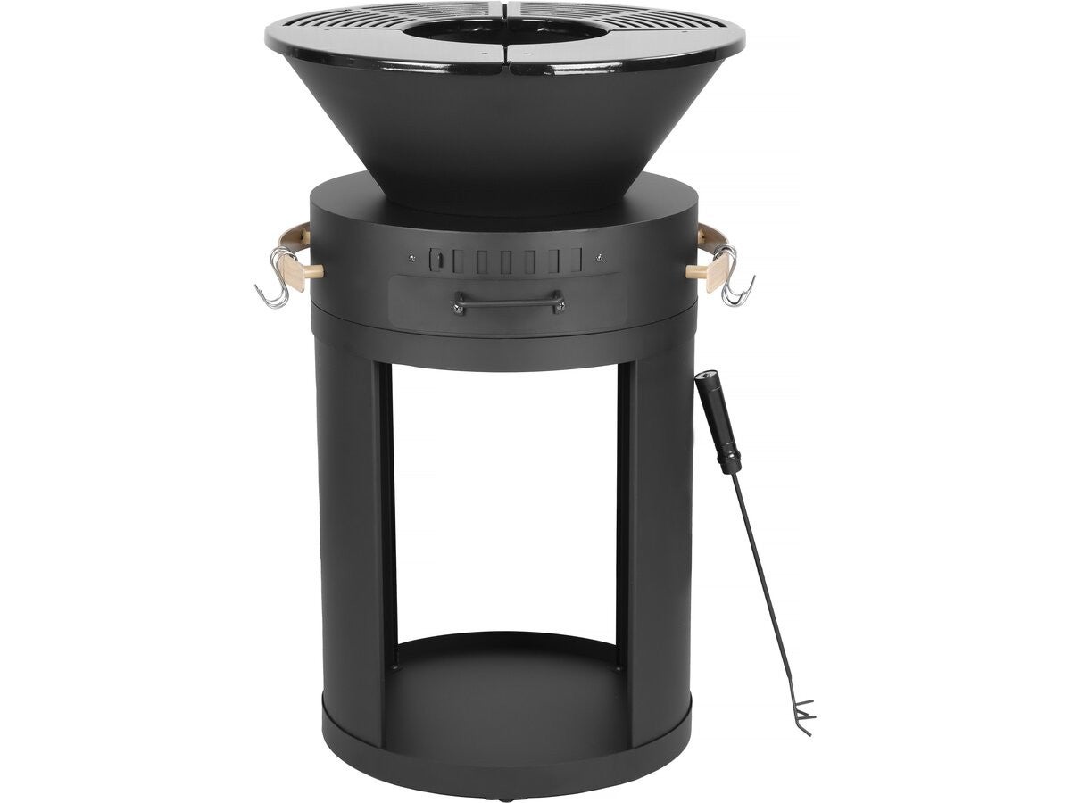 Grill na węgiel drzewny i drewno "Cesar" - 49 x 49 x 92 cm - Czarny