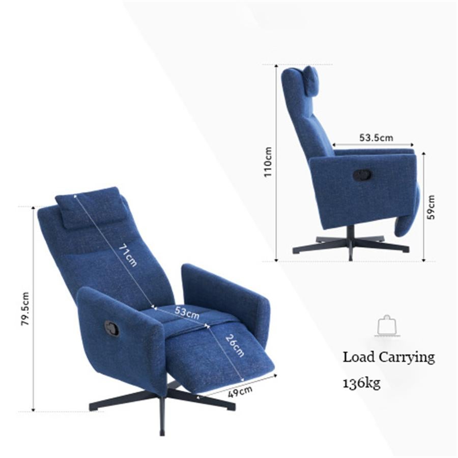 Fauteuil relax avec fonction inclinable, tissu chenille confortable, fauteuil pivotant 360° avec repose-pieds, moderne pour salon - 7