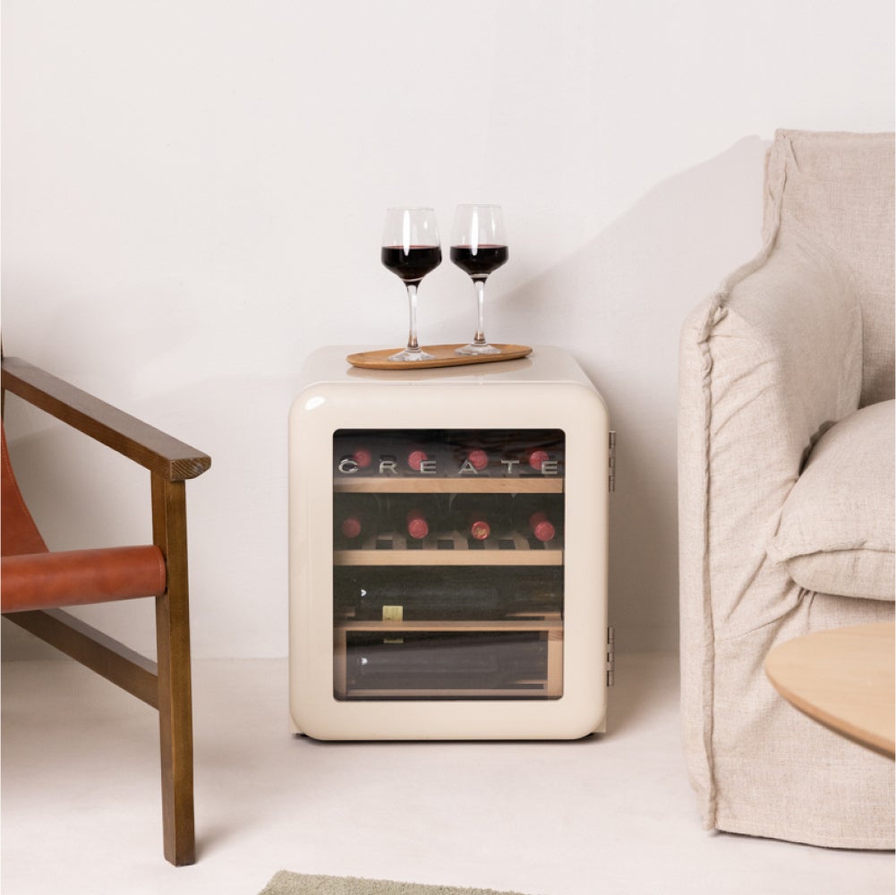 CREATE - WINECOOLER RETRO - Refroidisseur à Vin électrique De Style Retro Pour 12 45 Ou 76 Bouteilles Noir 93996976