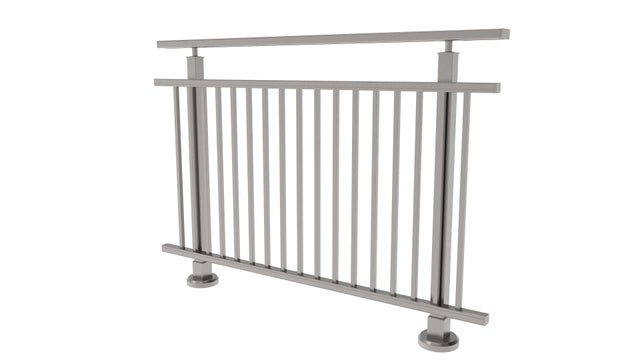 Kit garde-corps carré 5m, barreaudage, pose à la française anodisé