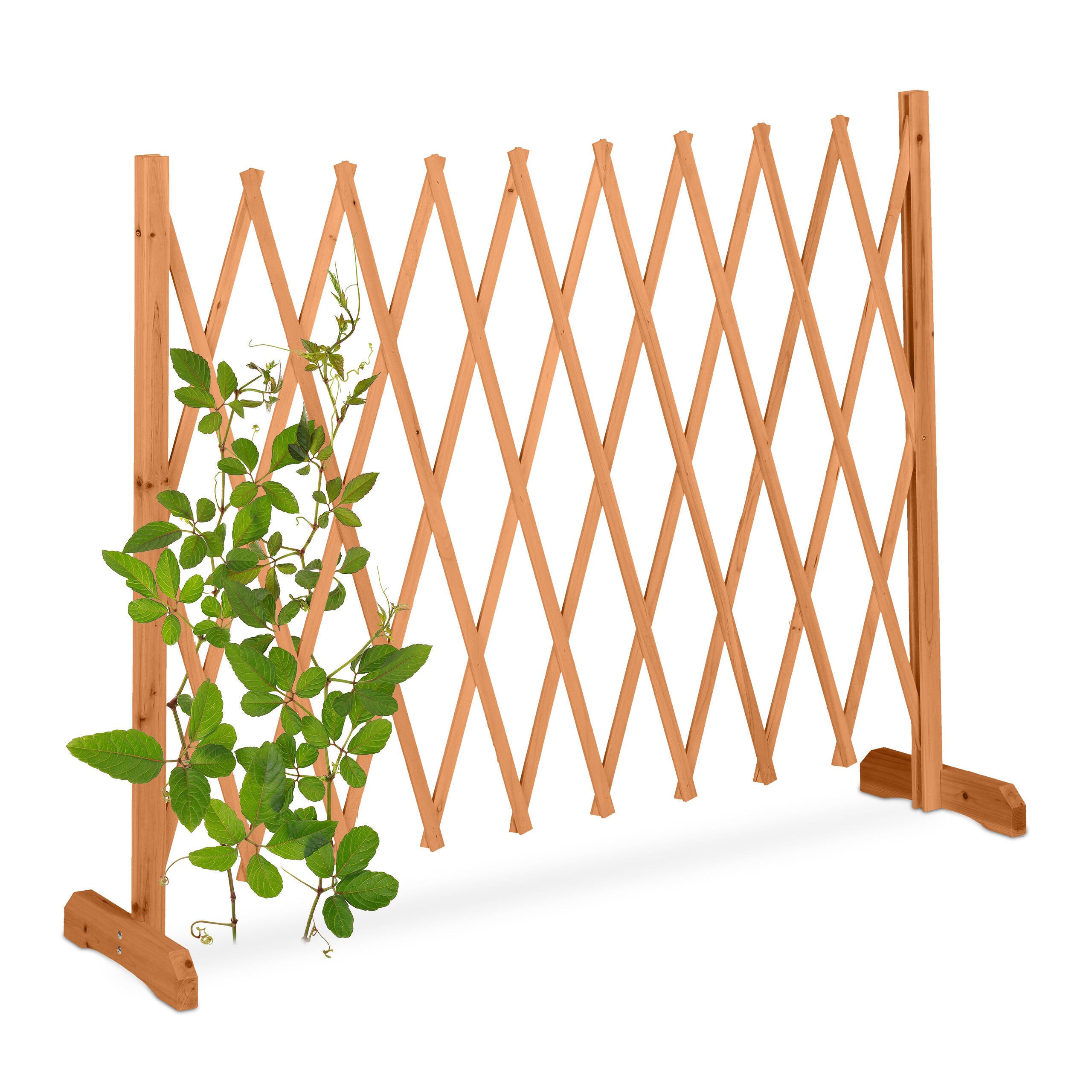 Fioriera Con Grigliato Relaxdays 180x30 Cm Grigliato In Legno Per Rampicanti Allungabile, Set 3 Tralicci Piante Da Giardino E Balcone, Naturale Grigliato In Legno Per Esterno