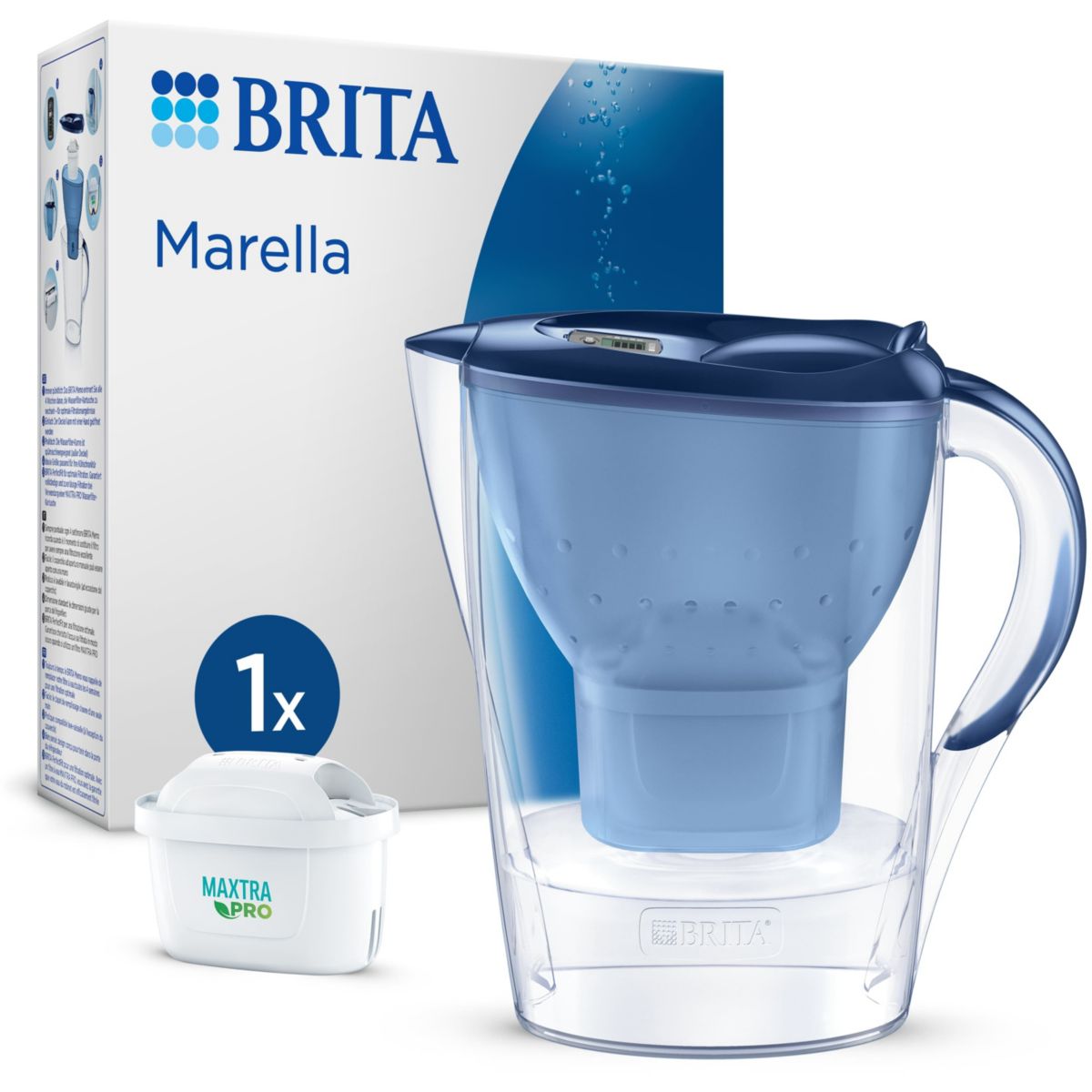 BRITA Marella Waterfilterkan 2.4L Blauw + MAXTRA PRO Waterfilter 1051119