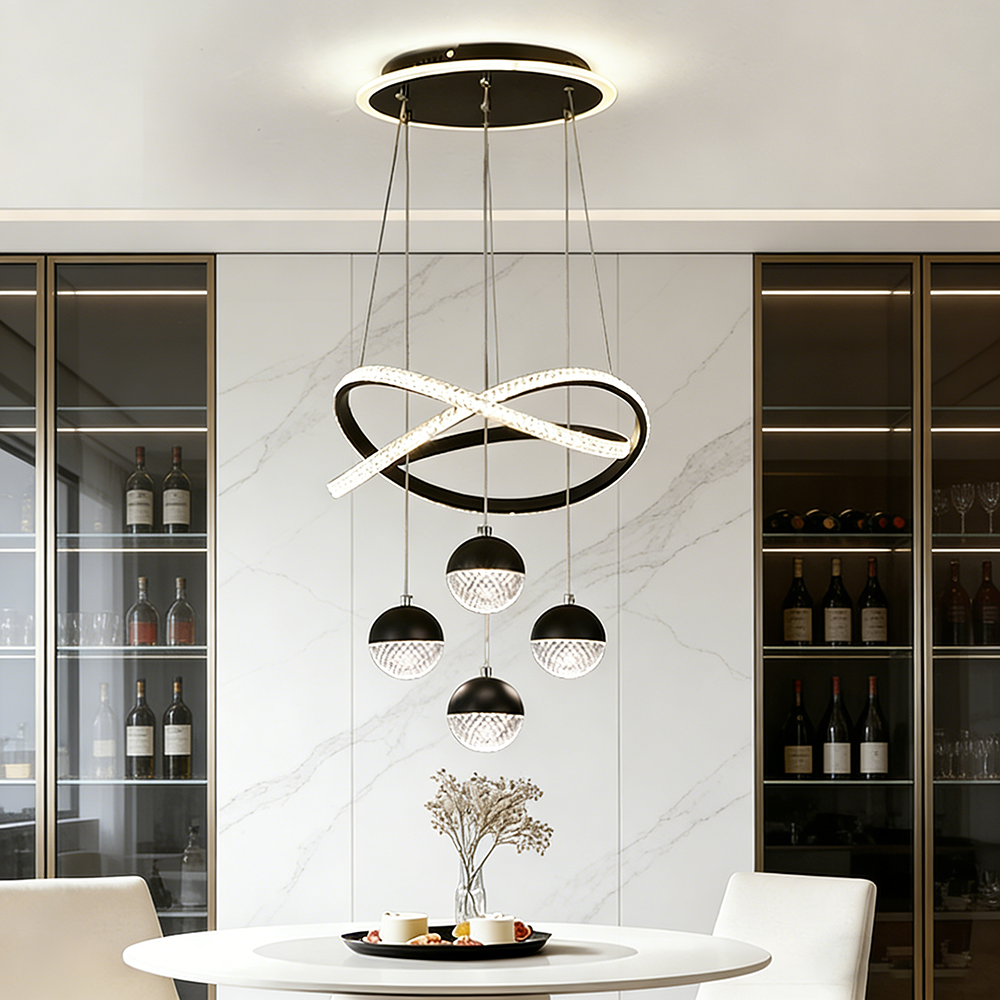 Moderno Led Lamparas Colgantes de Techo, 3000K/4500K/6500K 10%–100% Temperatura de Color Lamparas Colgantes, Regulador con Control Remoto lampara para Cocina, Sala de estar, Comedor, Dormitorio 120CM