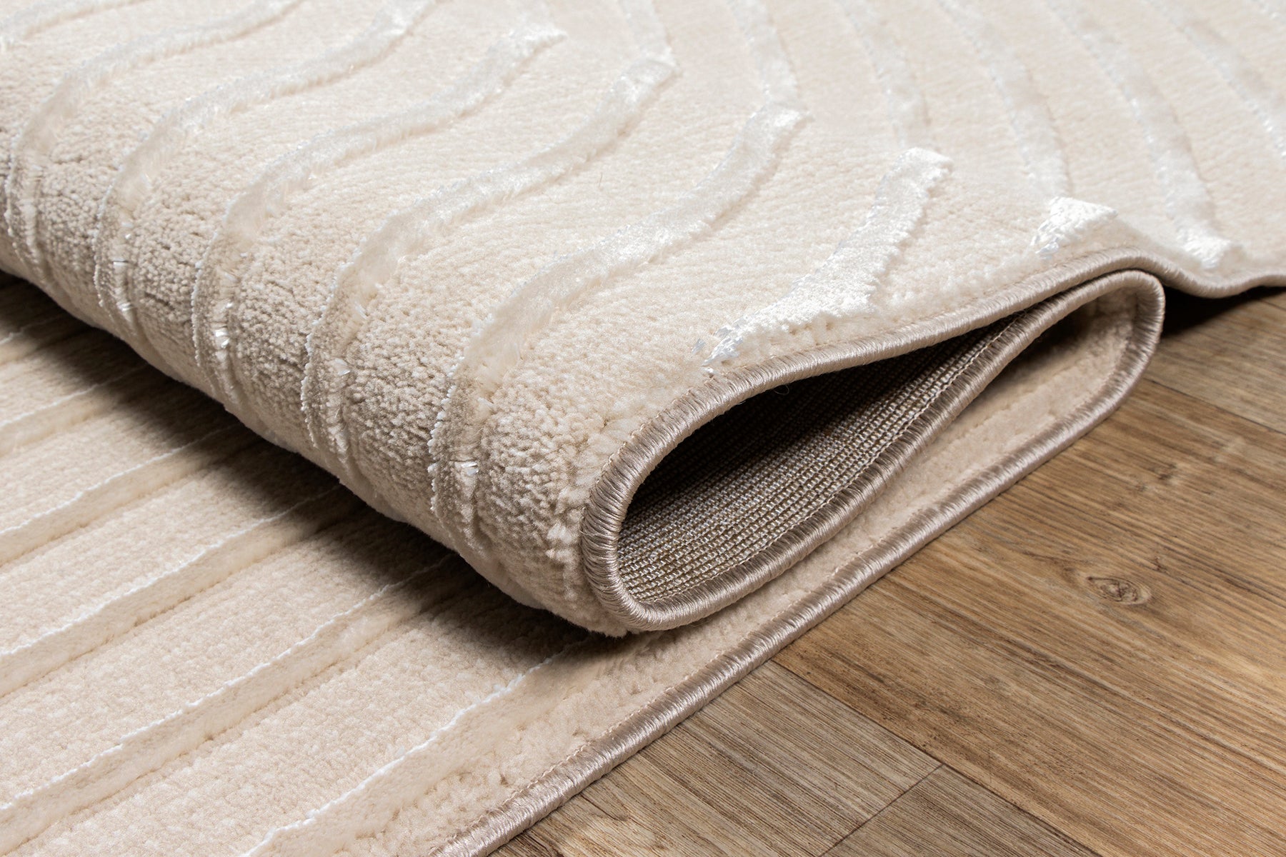 the carpet Knight Tapis de salon élégant, de haute qualité, velours court doux, effet 3D, éléments design brillants, Beige, 140 x 200 cm - 3