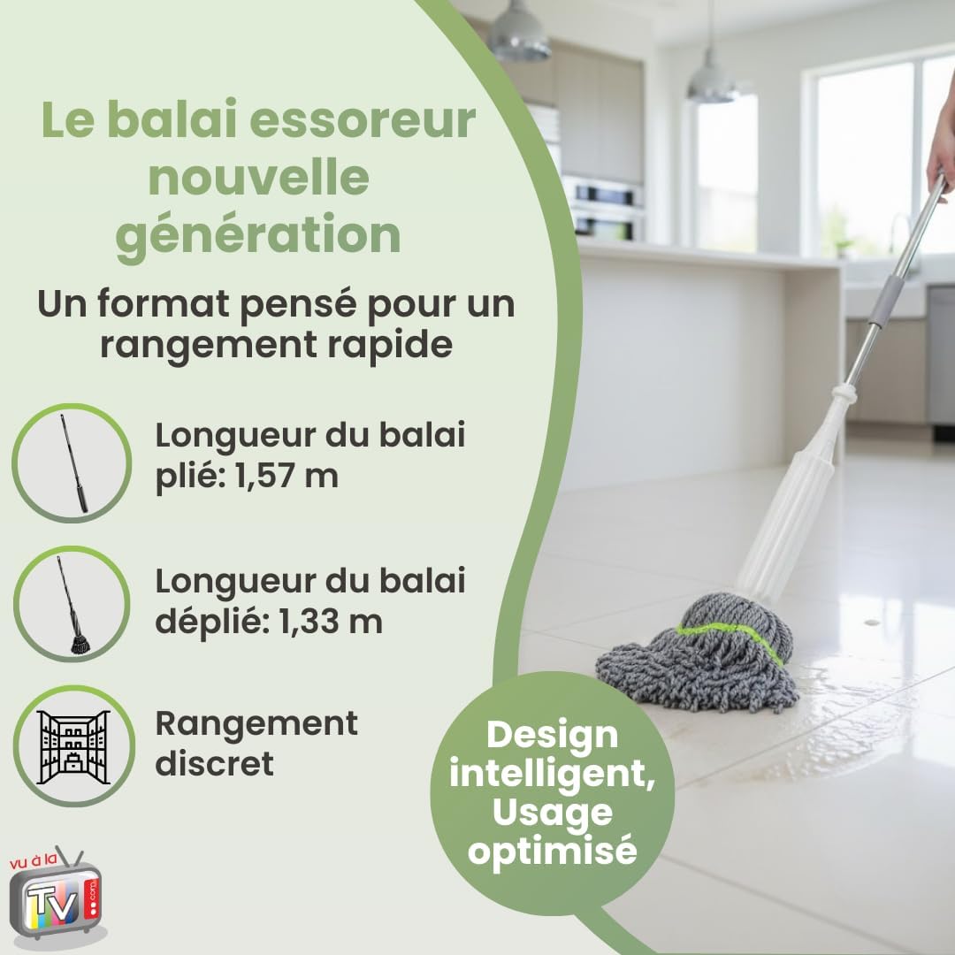 Balai Serpillère VENTEO Fast Clean avec essorage intégré et franges ...