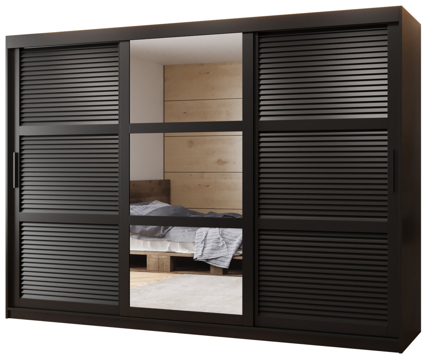 Szafa przesuwna garderoba ŻALUZJA 2 250 x 62 x 200 cm Czarny - Abiks Meble