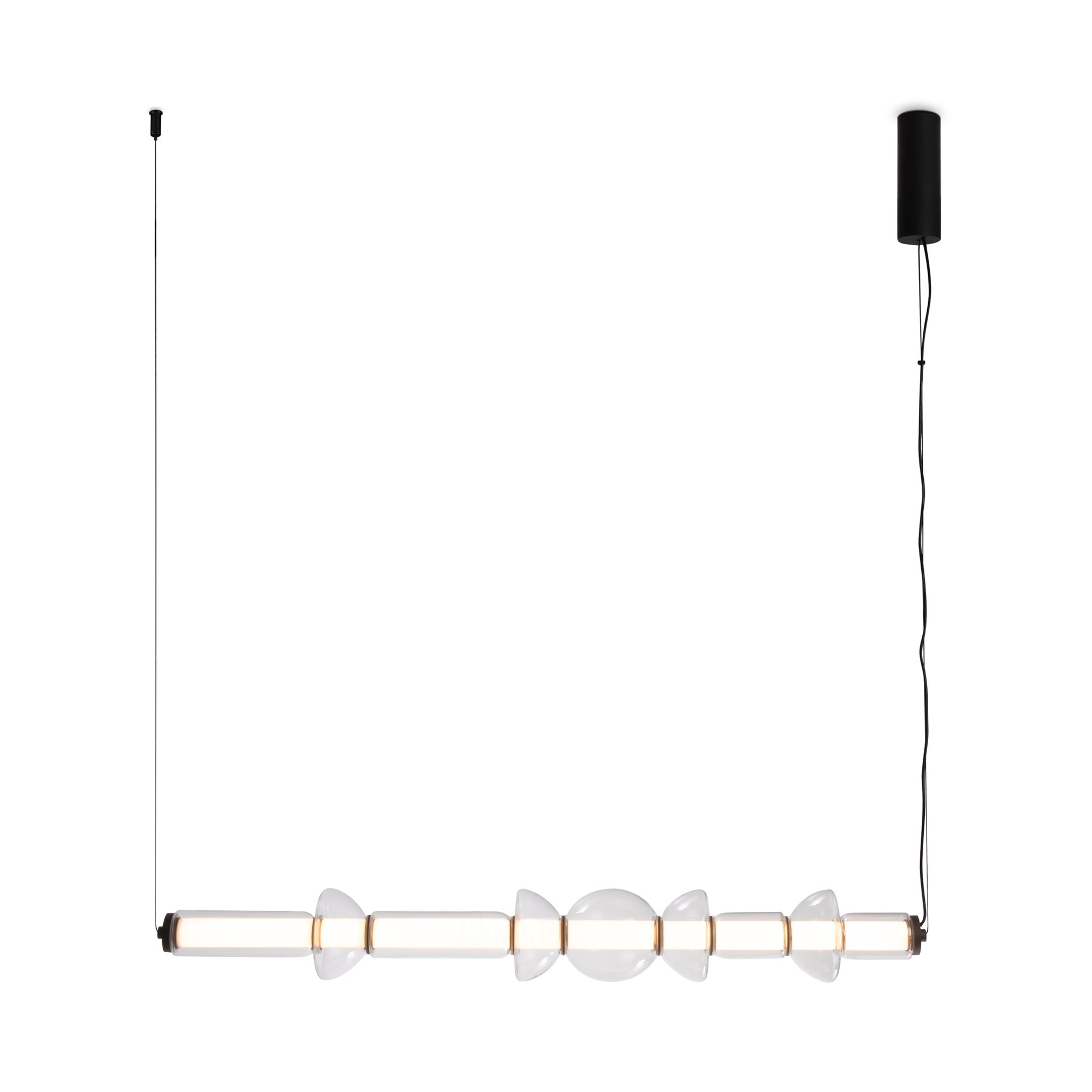 Lampa wisząca Cosmo czarno-przezroczysta LED 39W 3000K 4800lm nowoczesna wym: 137,5 x 16 x 98 cm szkło Maytoni