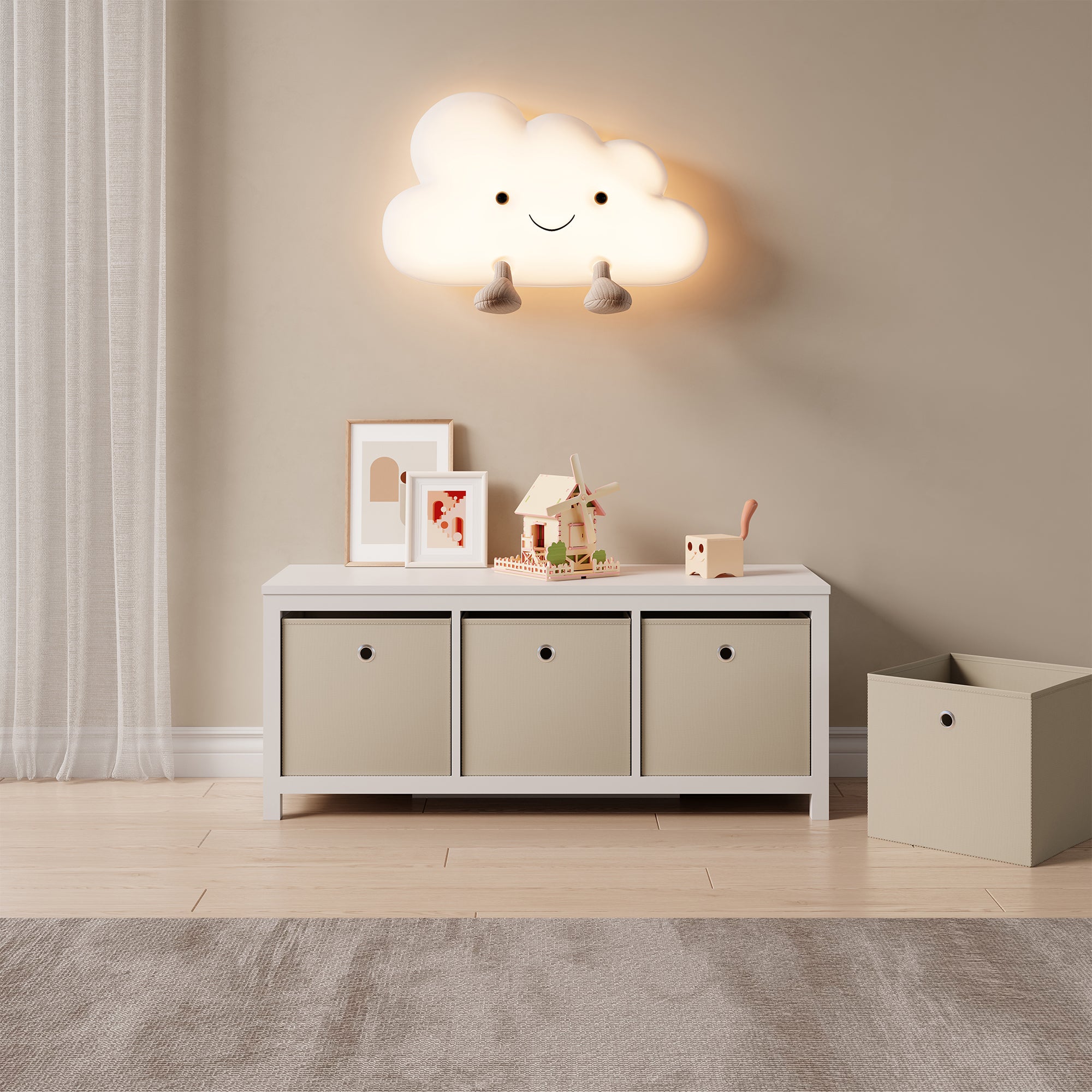 Set de 10 Boîtes de Rangement Textile Non Tissé 28 x 30 x 30 cm Beige [en.casa] - 6