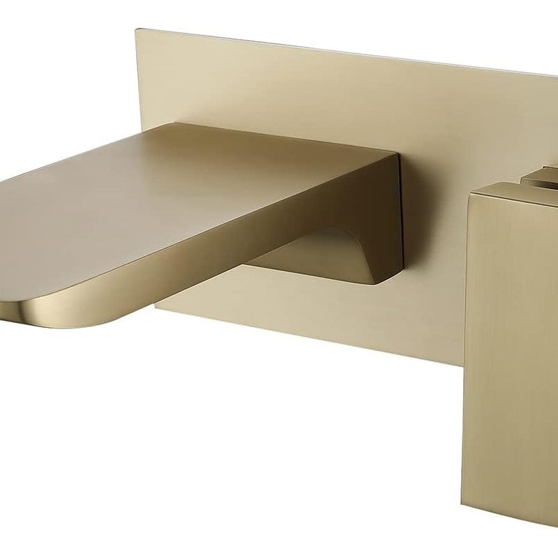 Bateria łazienkowa, mosiężna bateria wannowa typu wodospad, bateria zlewozmywakowa ścienna (złota)