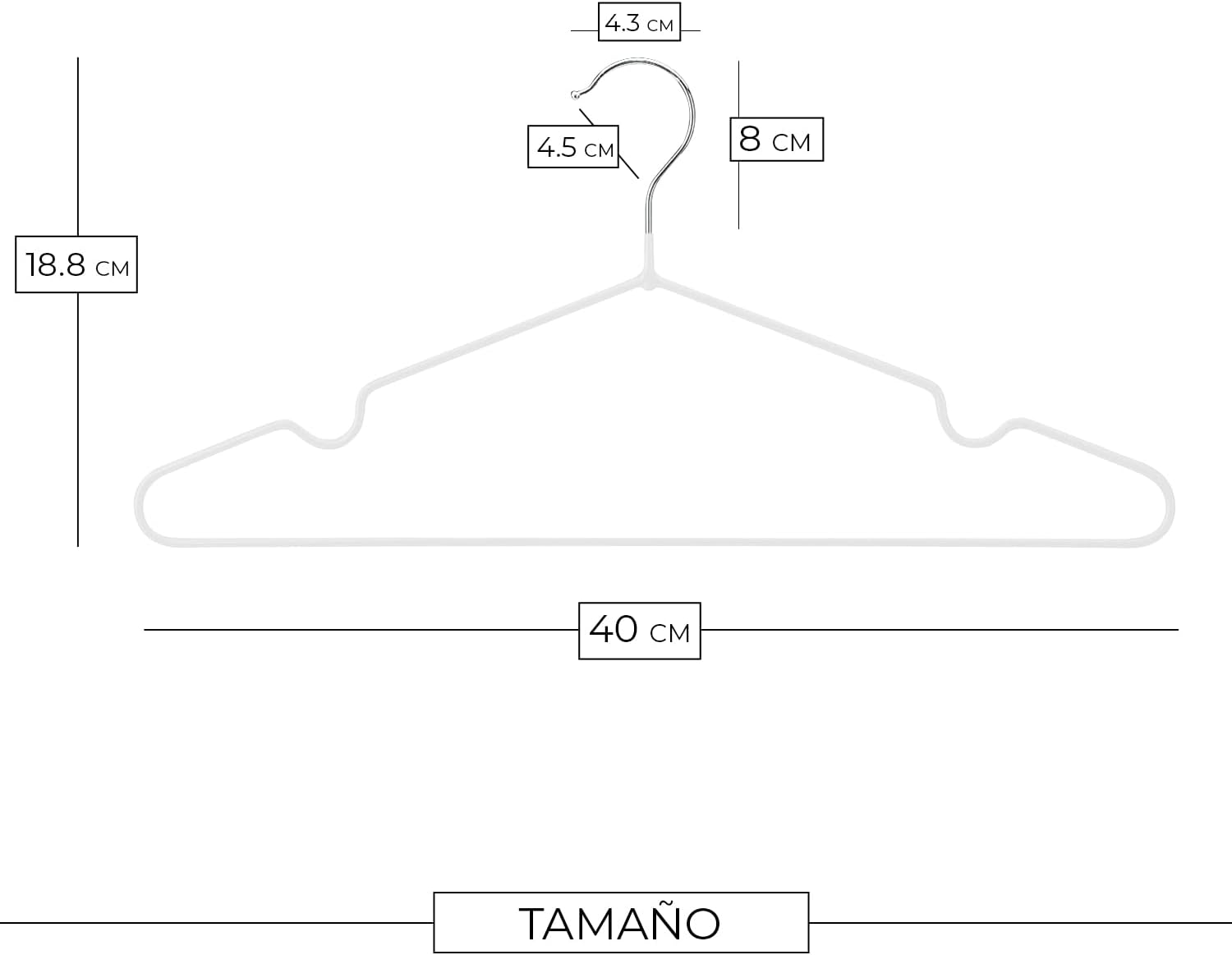 COM-FORT HOUSE | Percha Metal | Color Blanca | Antideslizantes y Resistentes | 24 Unidades - 5
