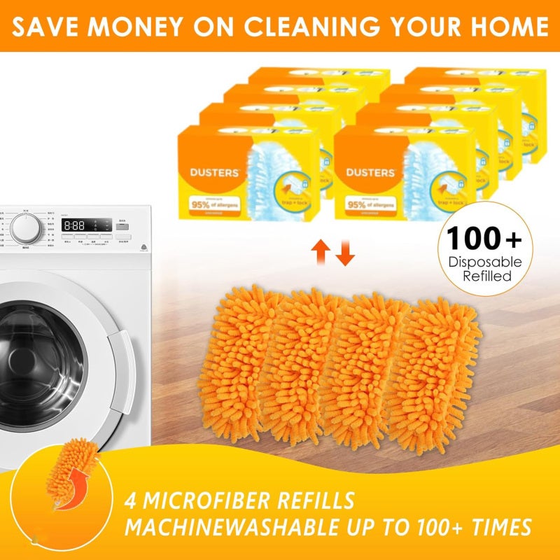 Recharges de plumeau réutilisables Redones pour Swiffer 360° robustes lot de 4 compatibles avec plumeau à main (manche non inclus) - 4
