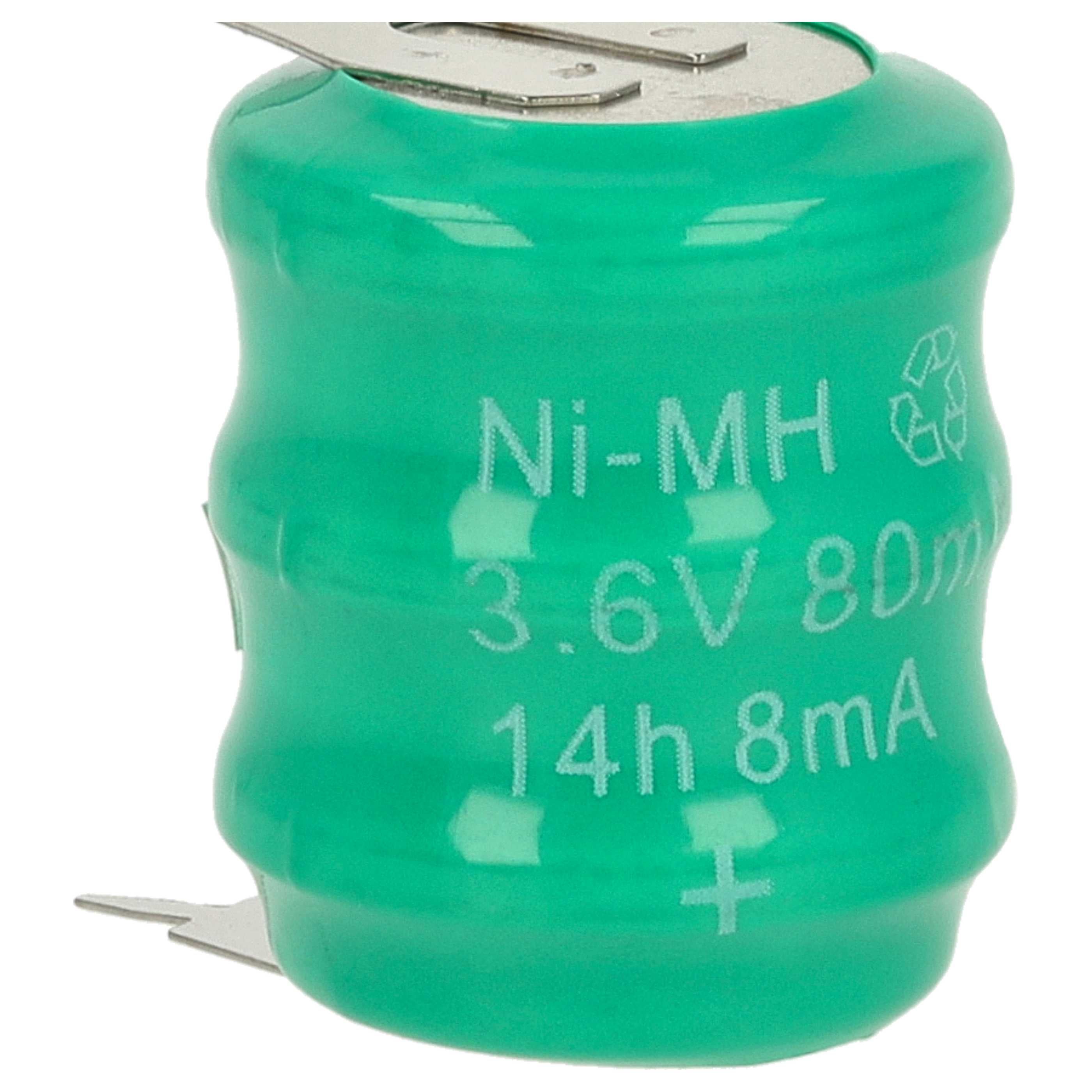 vhbw 5x NiMH pile bouton de remplacement pour type 3/V80H 2 épingles 80mAh 3,6V convient pour les batteries de modélisme etc. - 5