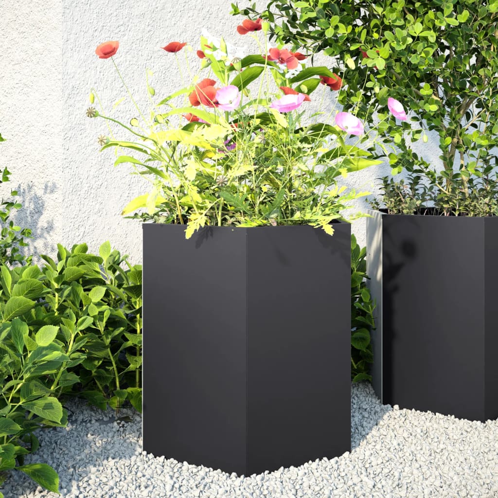 Jardinera hexagonal acero negra 46x40x45 cm | Leroy Merlin