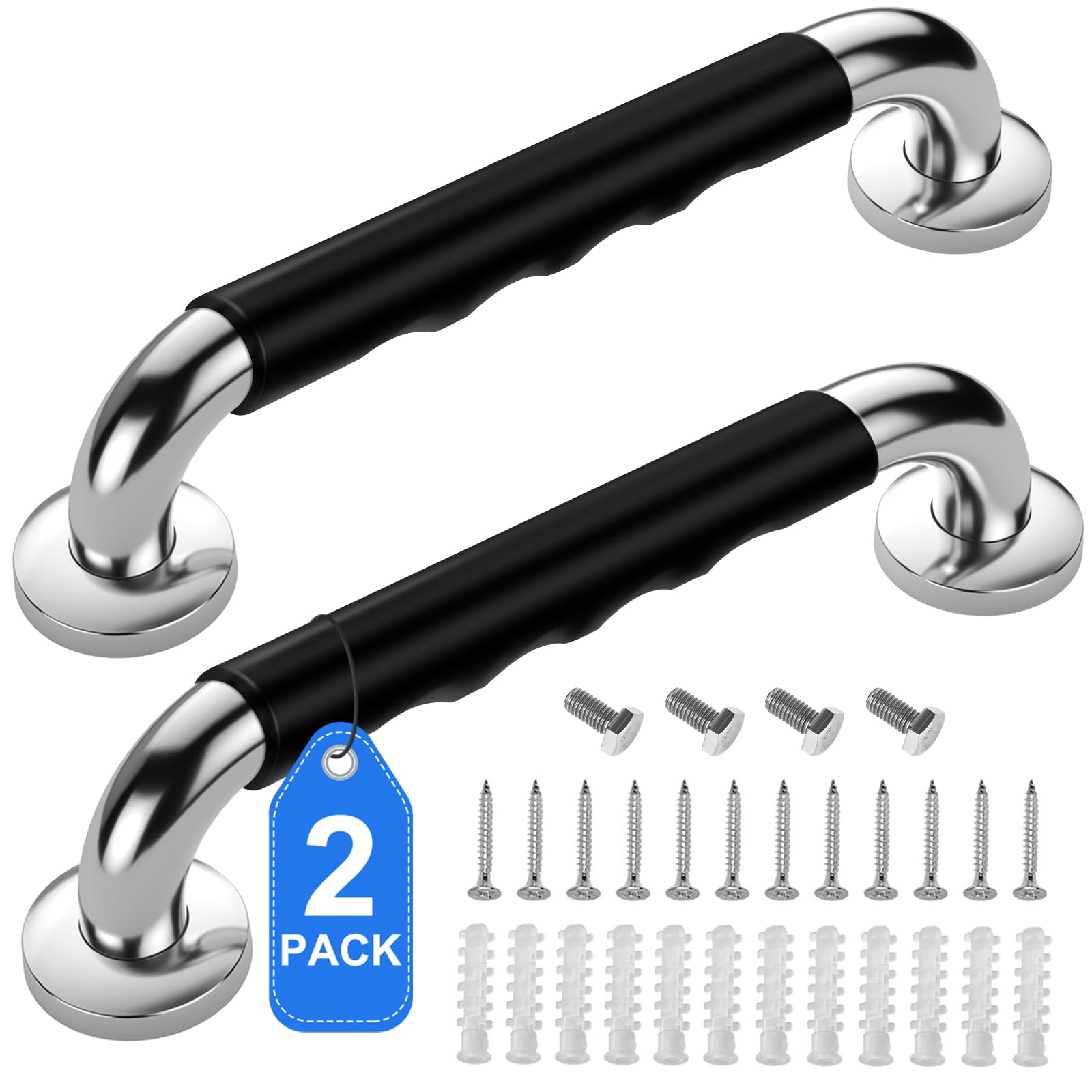 Lot De 2 Barres D’enroulement (tirettes) – Poignée T Antidérapante – Acier/Zinc – 17,5″