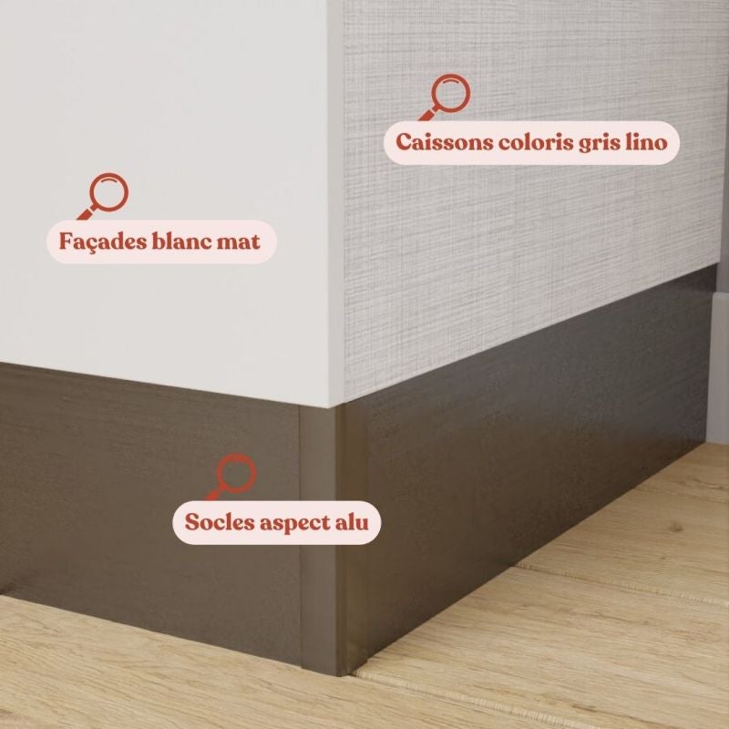 Kitchenette K07L-PT - 120 cm avec plan de travail et évier, emplacements frigo et micro-ondes - 6