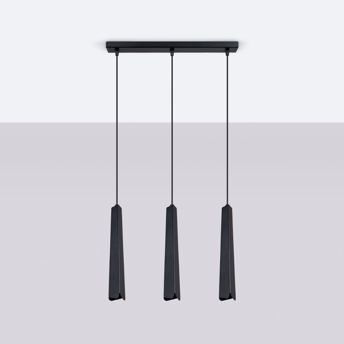 Lampa wisząca ASTEL 3L czarna LED 4000K - 45x5x120cm Sollux