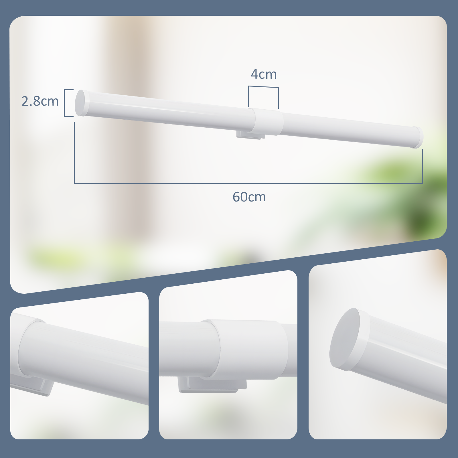 ZMH Lámpara LED para espejo de baño, blanca, 8 W, 4000 K, 60 cm - 3