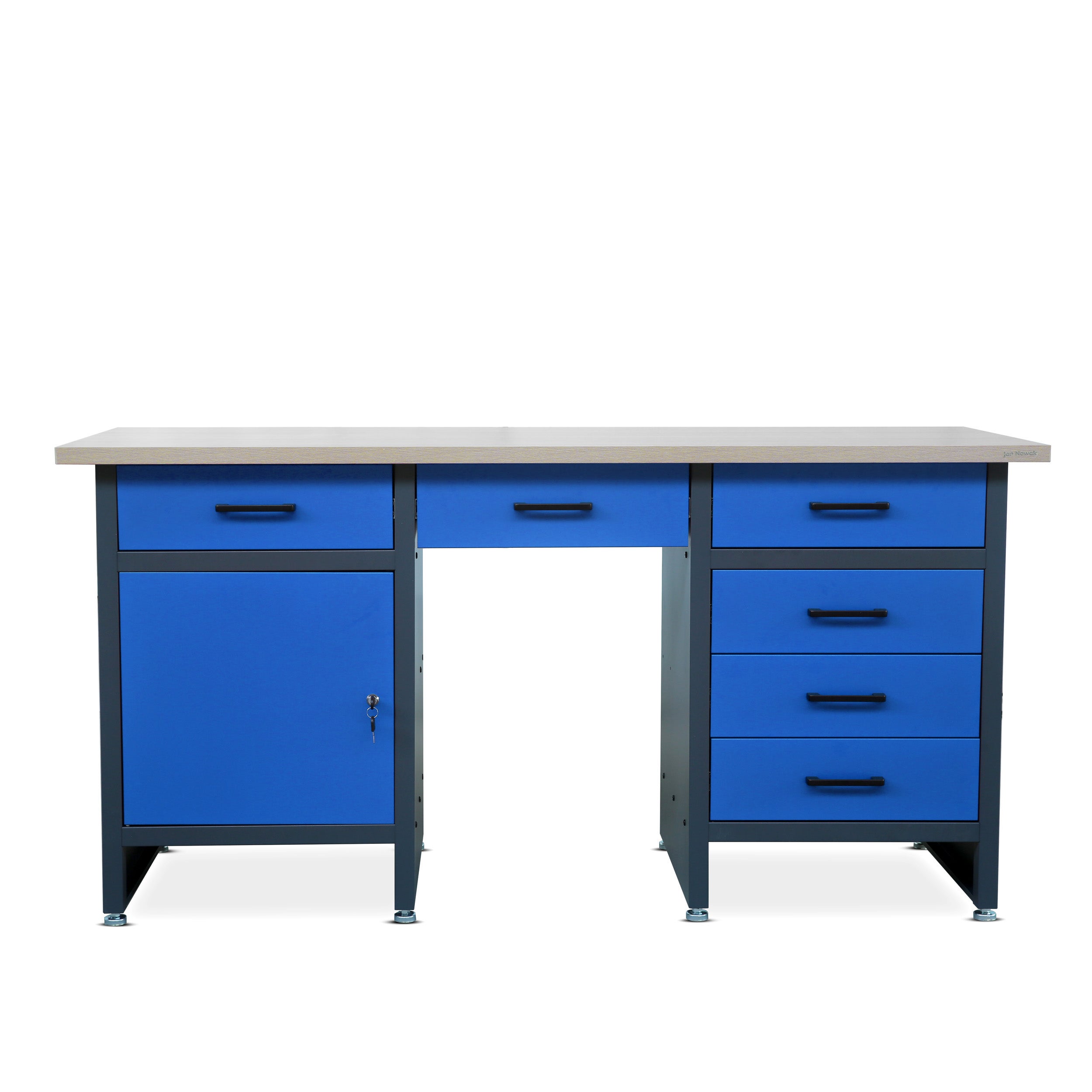 Etabli Métal avec 6 Tiroirs Compartiment Verrouillable 170 cm x 60 cm x 85 cm Anthracite-Bleu - 2