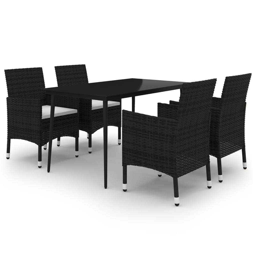 Maison Exclusive - Set da Pranzo per Giardino 5 pz con Cuscini Polyrattan e Vetro - 2