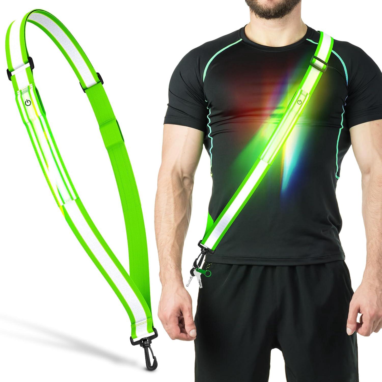 Ceinture LED Réfléchissante Rechargeable USB – Lumière De Sécurité 360° Pour Course, Vélo Et Randonnée
