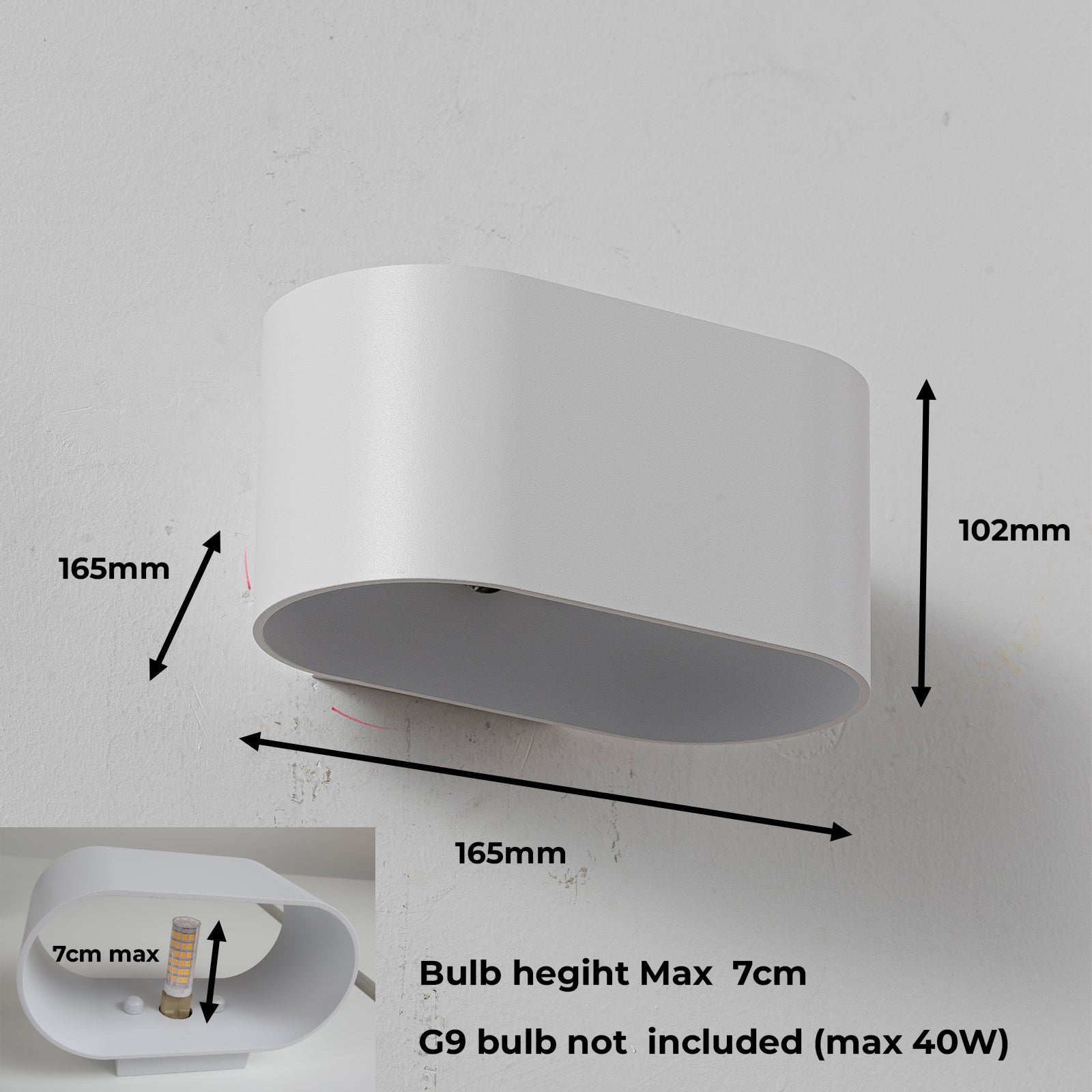 Aplique de pared interior de aluminio blanco con iluminación arriba y abajo, casquillo G9 (bombilla no incluida) - 4