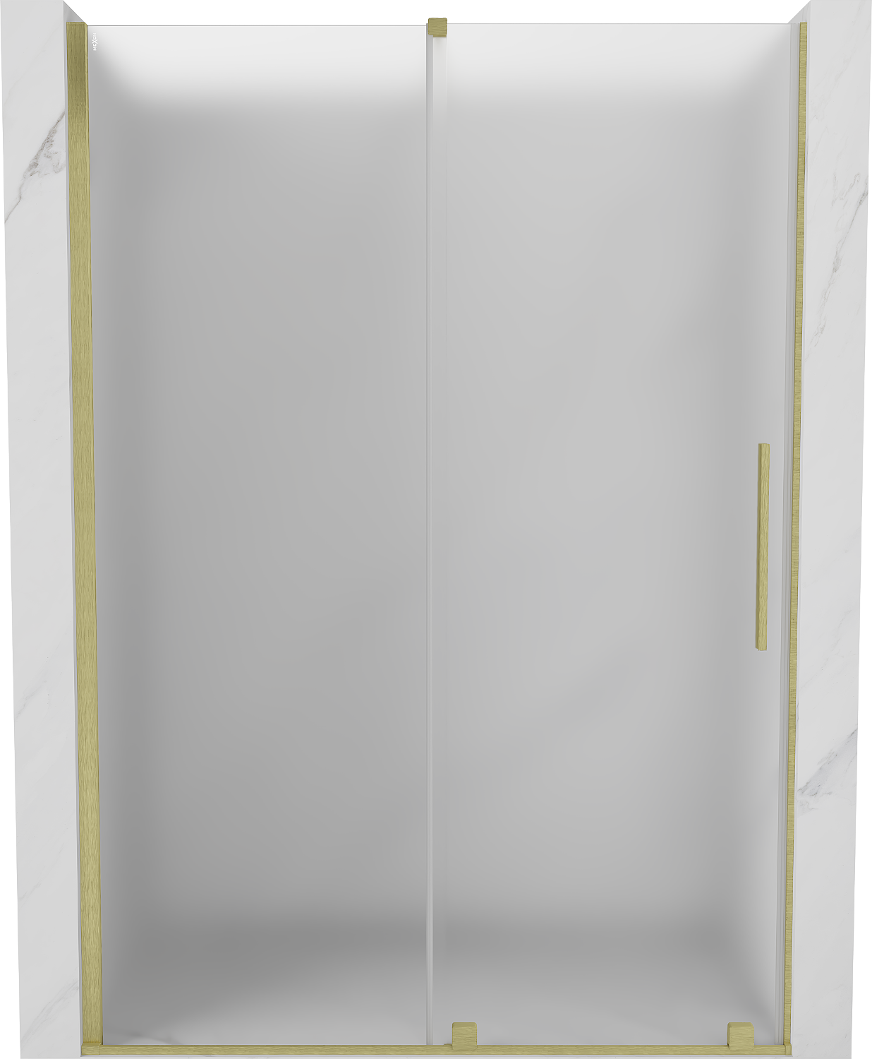 Mexen Velar drzwi prysznicowe rozsuwane 140 cm, szron, złote szczotkowane - 871-140-000-31-55
