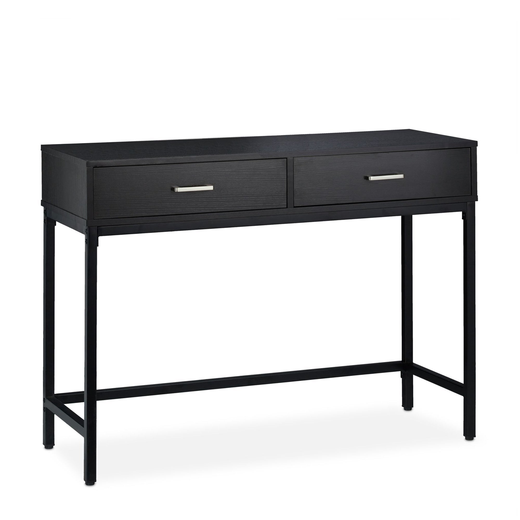 Northio Mesa Consola Con 2 Cajones Negro/Negra/Plateados , Leroy Merlin