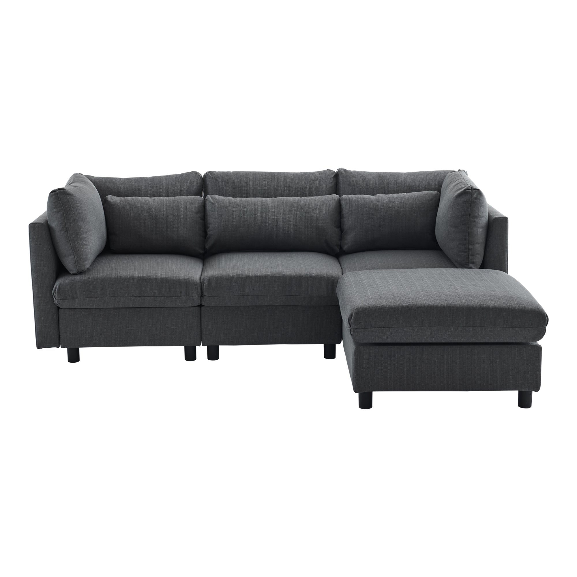 Canapé 3 places - canapé d'angle L avec pouf, mobilier rembourré, adapté pour salon - 4