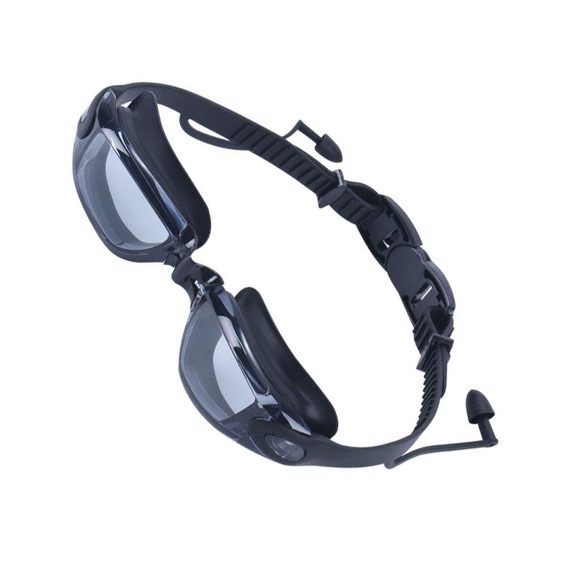 Lunettes de natation antibuée avec bouchons d'oreilles Black matte Lunettes de natation antibuée avec bouchons d'oreilles Black matte