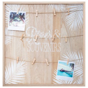 Porte-photos Déco En Bois Et Corde De Lin - 48x48 Cm, 12 Pinces, Style Scandinave