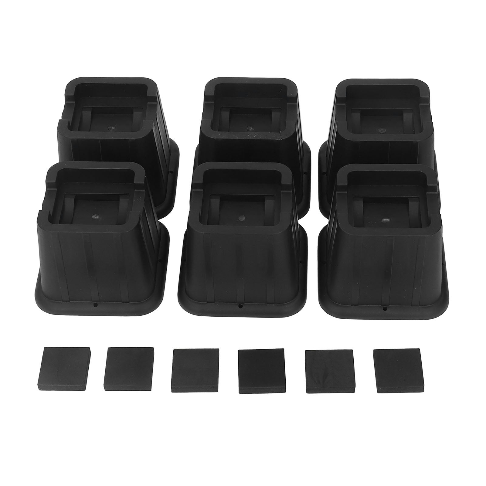 Black Riser Set 6 Sets 3in Furniture Risers Plastic Black Multifunction Bed Risers for ...