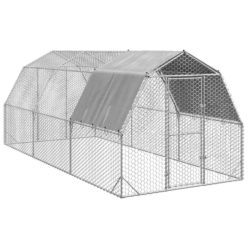 Kurnik z dachem 2,5x6x2,25 m Stal ocynkowana vidaXL