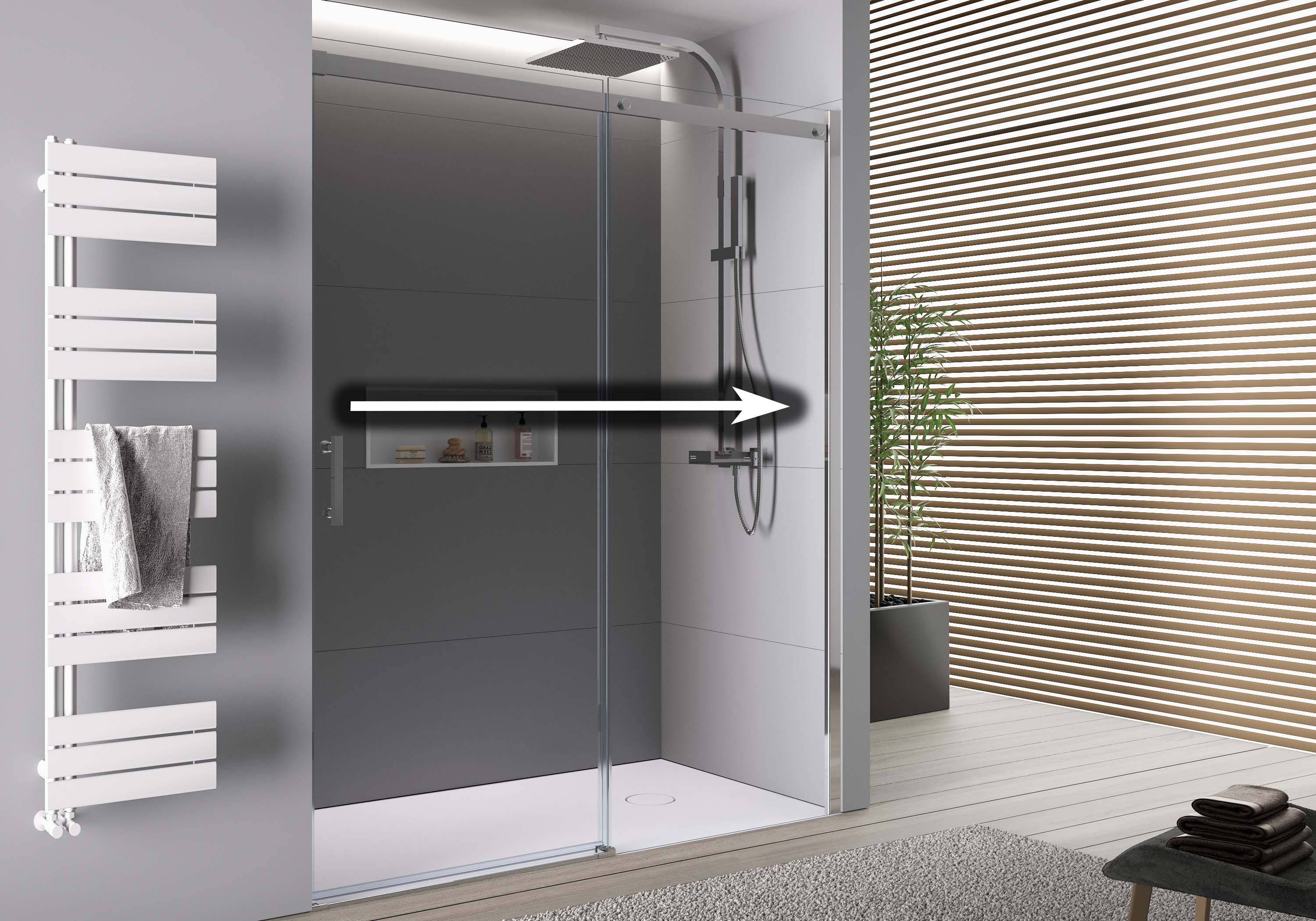 Bernstein Drzwi prysznicowe przesuwne ze ścianką DX806A FLEX szkło ESG 6 mm z powłoką Nano 130 cm - 3