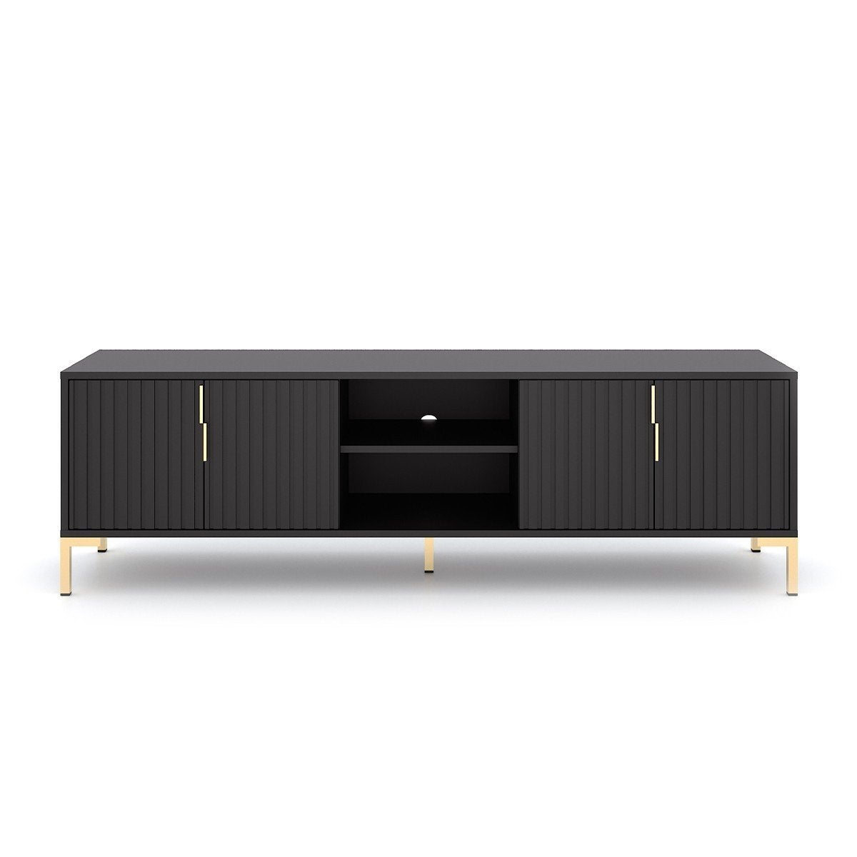 Buffet 152×40×75 Cm Avec 4 Portes, Poignées Et Des Pieds Dorés, Espace