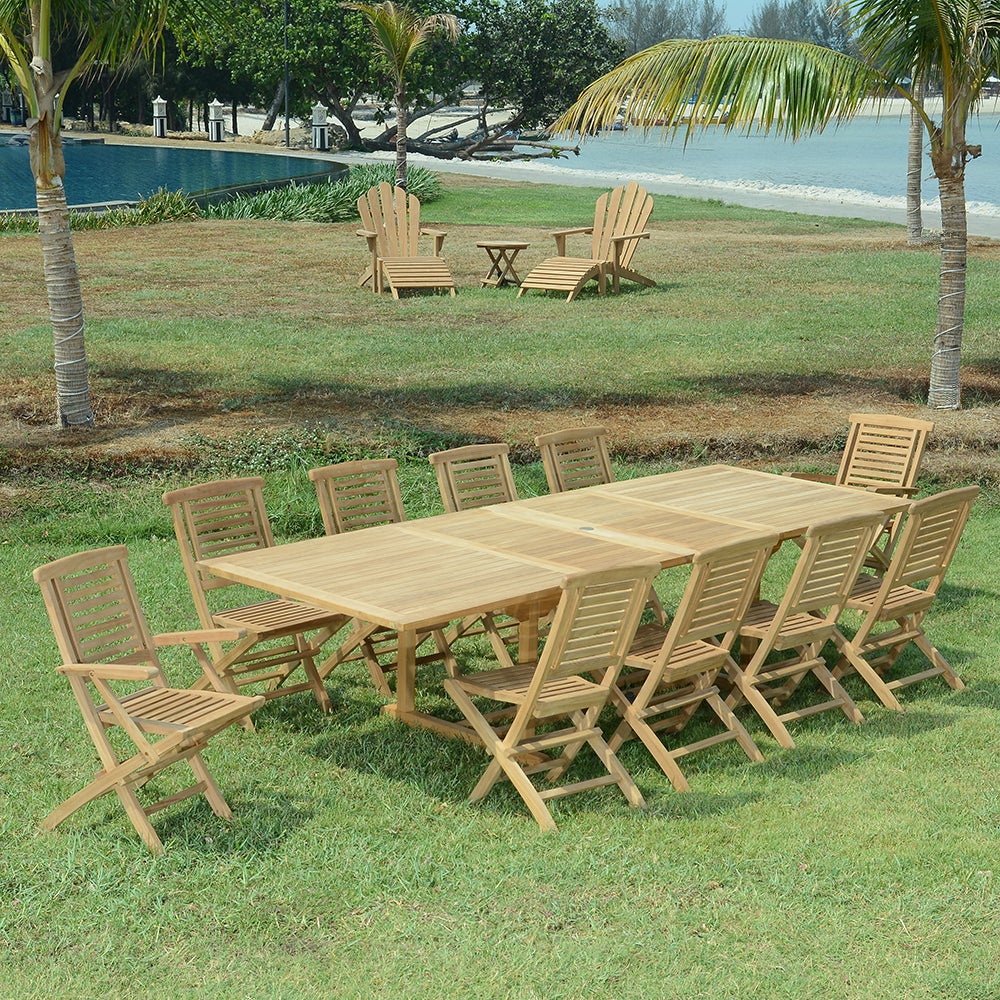 Table de jardin extensible rectangulaire en Teck Marron 14 places - 7