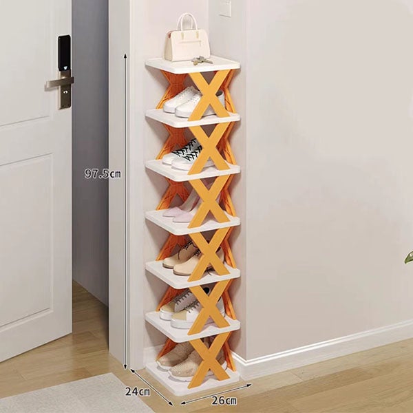 Étagère à Chaussures Murale Pliable 2 Étages 70cm - Organisateur Aluminium ABS