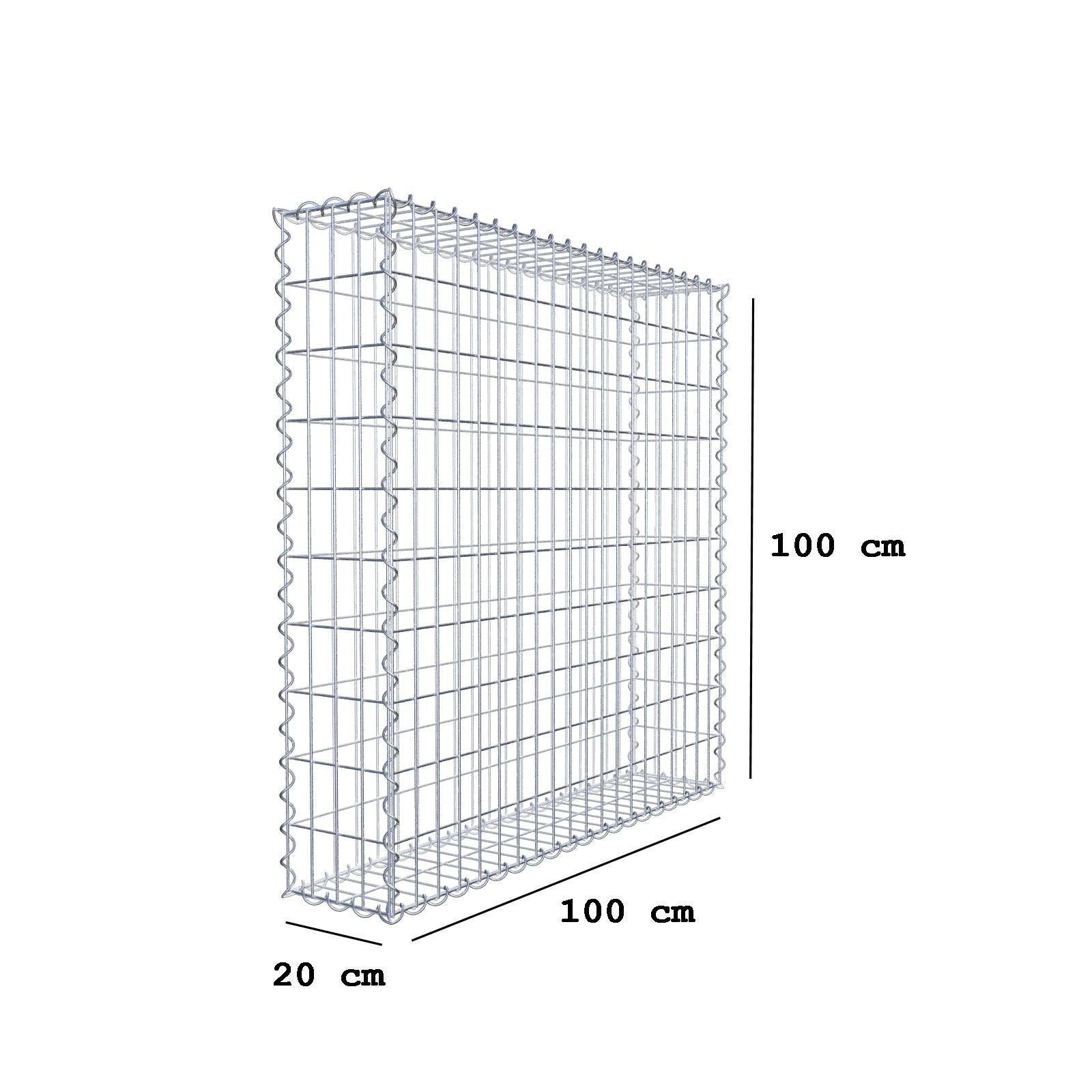 Gabiona - Gabbione in acciaio zincato 100x100x20cm (LxAxP), maglie 5 x 10cm, Spirale, gabbia metallica per muro o giardino - 2