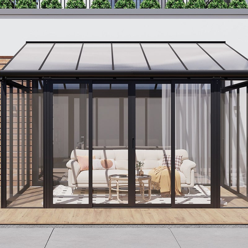 Weranda z aluminium i poliwęglanu odporna na UV - 12 m² - antracytowy - MATHILDA