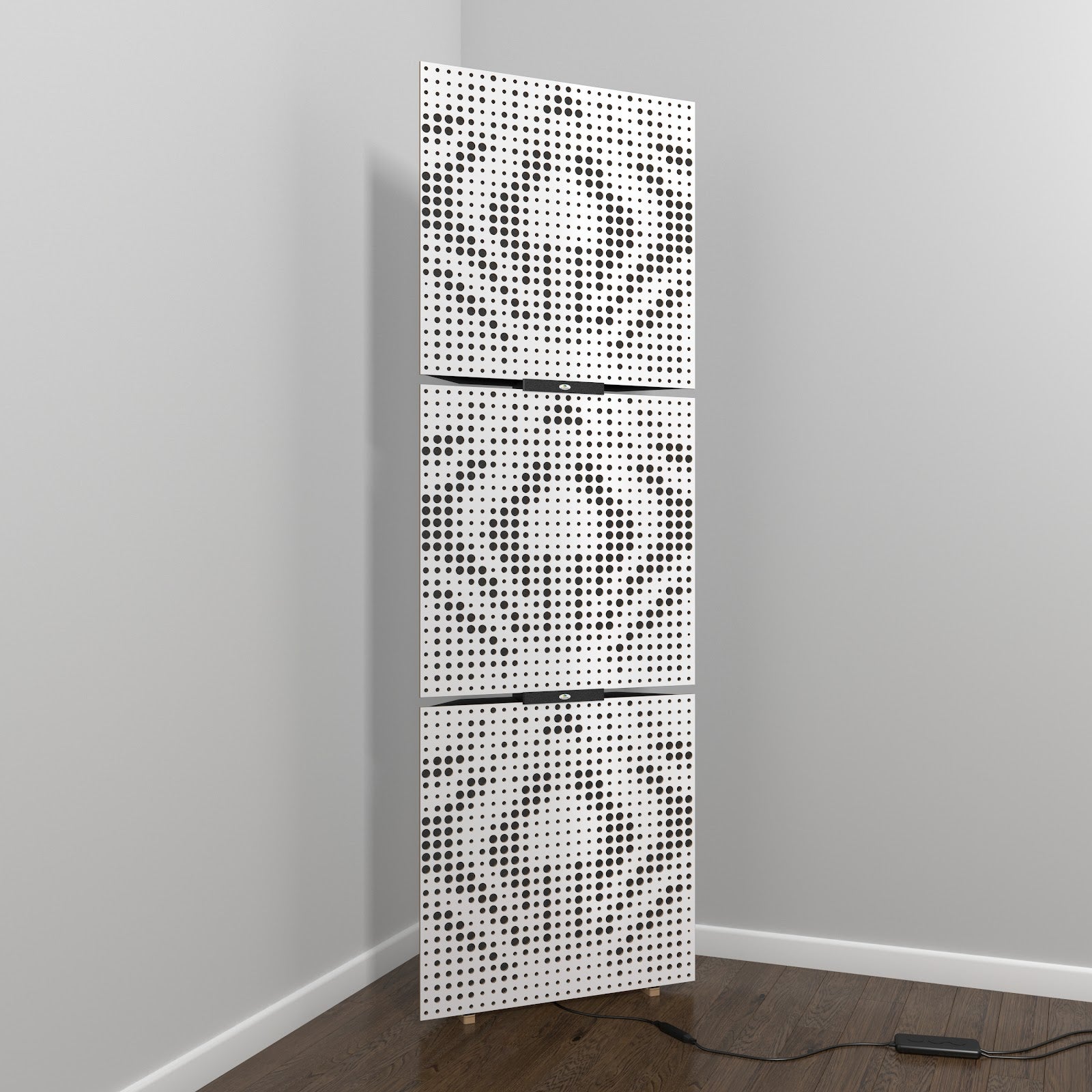 Lot de 3 Pièges à basses UNIVERSE avec support de sol et rétroéclairage LED 150x50x15 cm -MDF perforé laminé et mousse acoustique -Blanc - 2